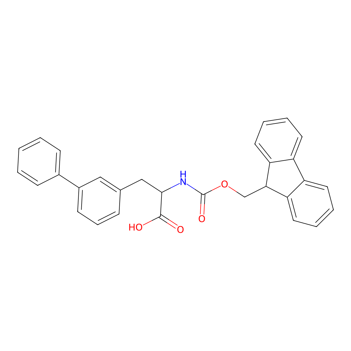 (R)-2-((((9H-Fluoren-9-yl)methoxy)carbonyl)amino)-3-([1,1'-biphenyl]-3-yl)propanoic acid molecular structure, CAS 1260602-10-5