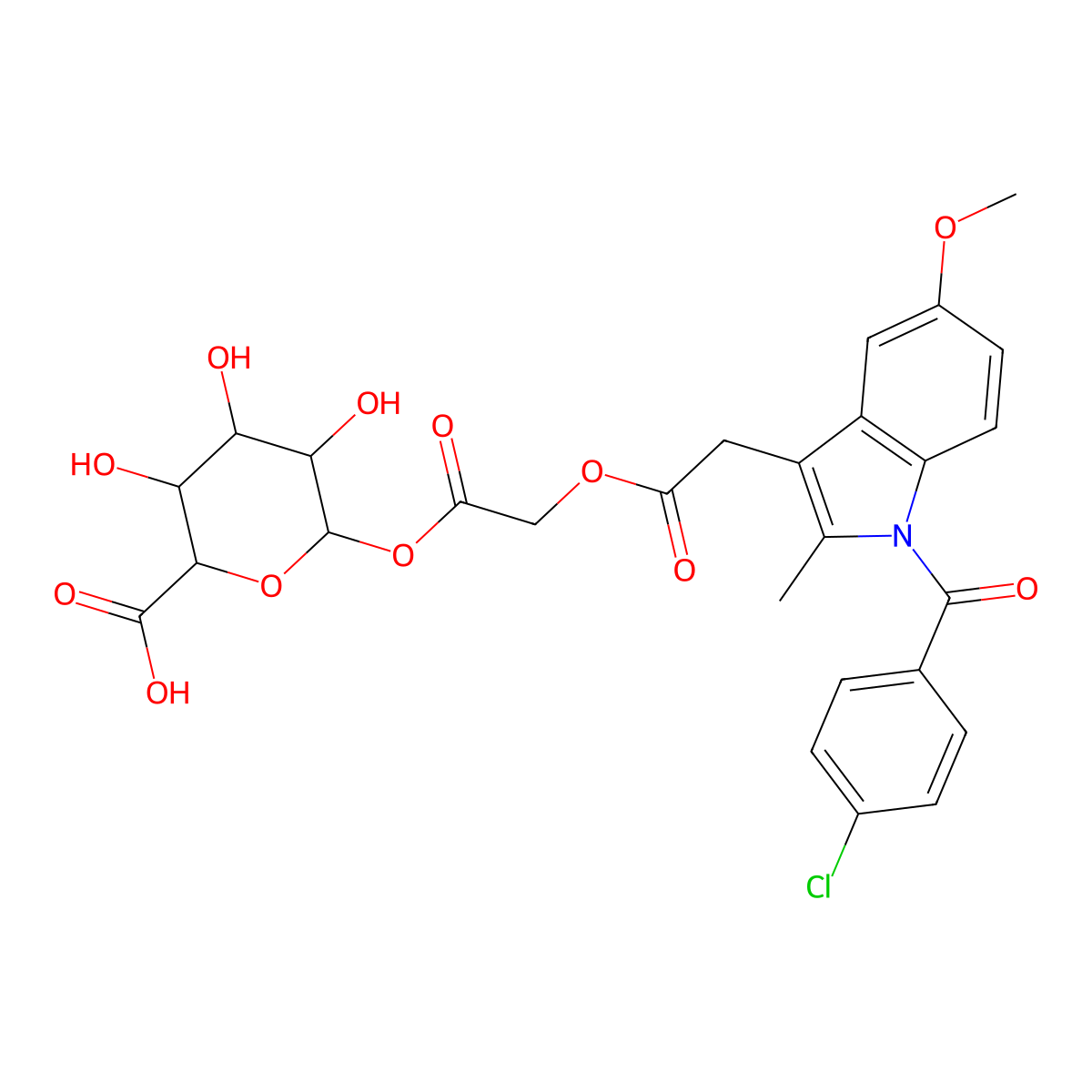 Acemetacin-acyl-beta-D-glucuronide molecular structure, CAS 1260603-31-3