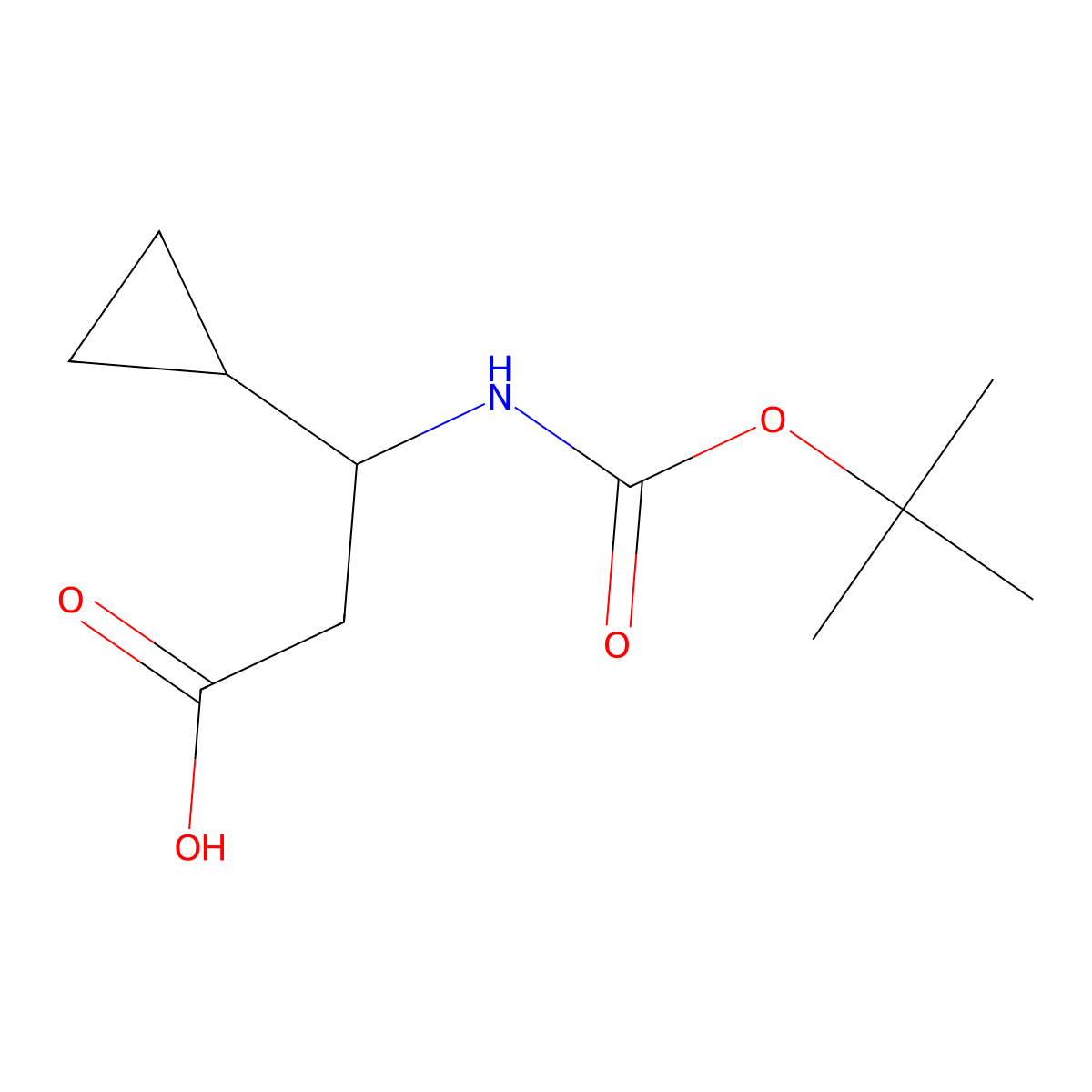 (3S)-3-(((tert-butoxy)carbonyl)amino)-3-cyclopropylpropanoic acid molecular structure, CAS 1260604-09-8