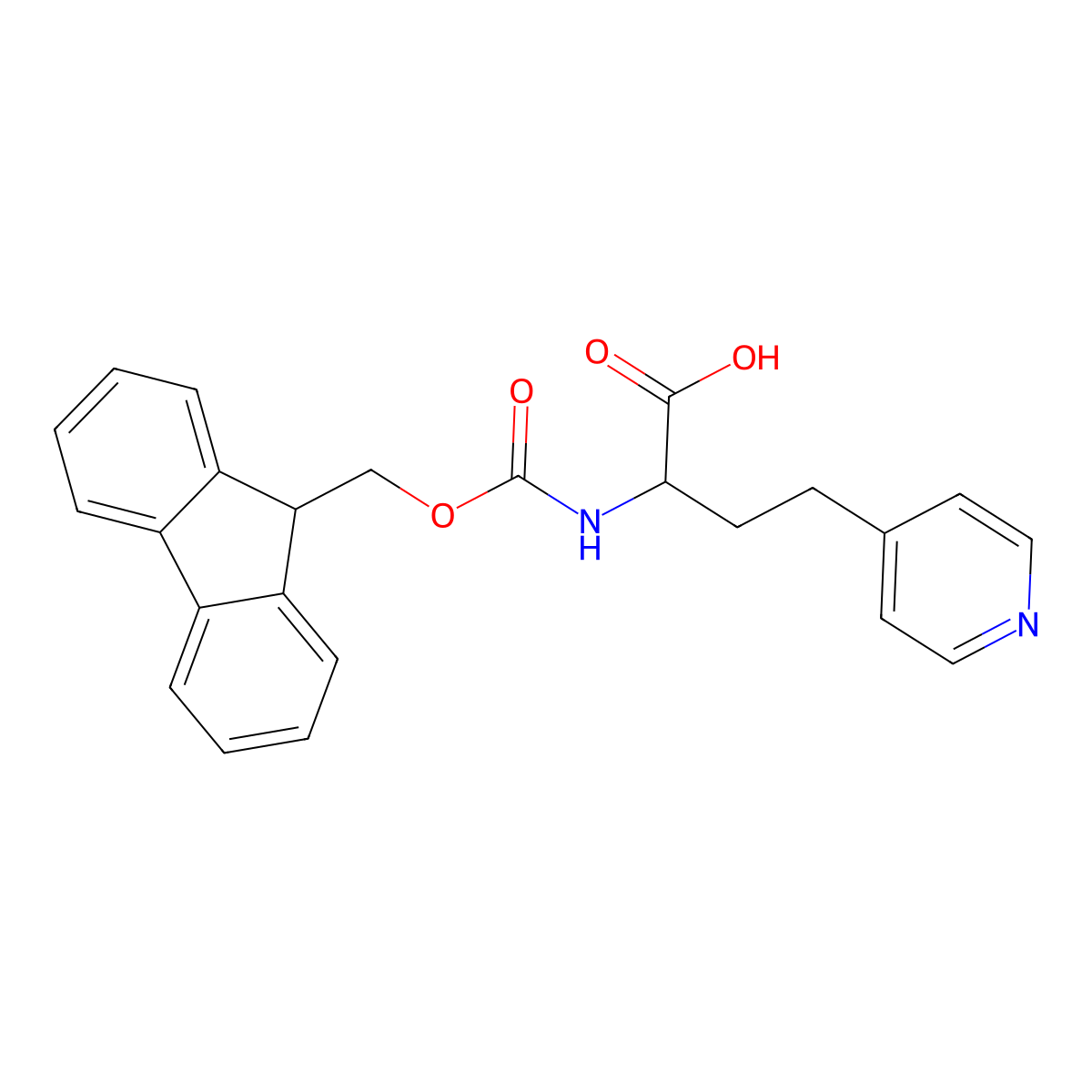 Fmoc-(R)-2-amino-4-(pyridin-4-yl)butanoic acid molecular structure, CAS 1260604-16-7