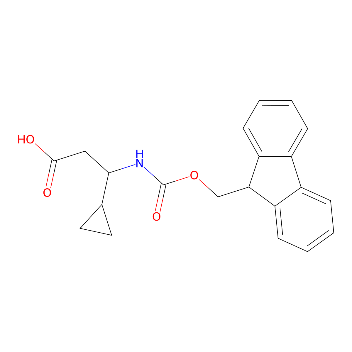 (S)-3-Cyclopropyl-3-(9H-fluoren-9-ylmethoxycarbonylamino)-propionic acid molecular structure, CAS 1260605-12-6