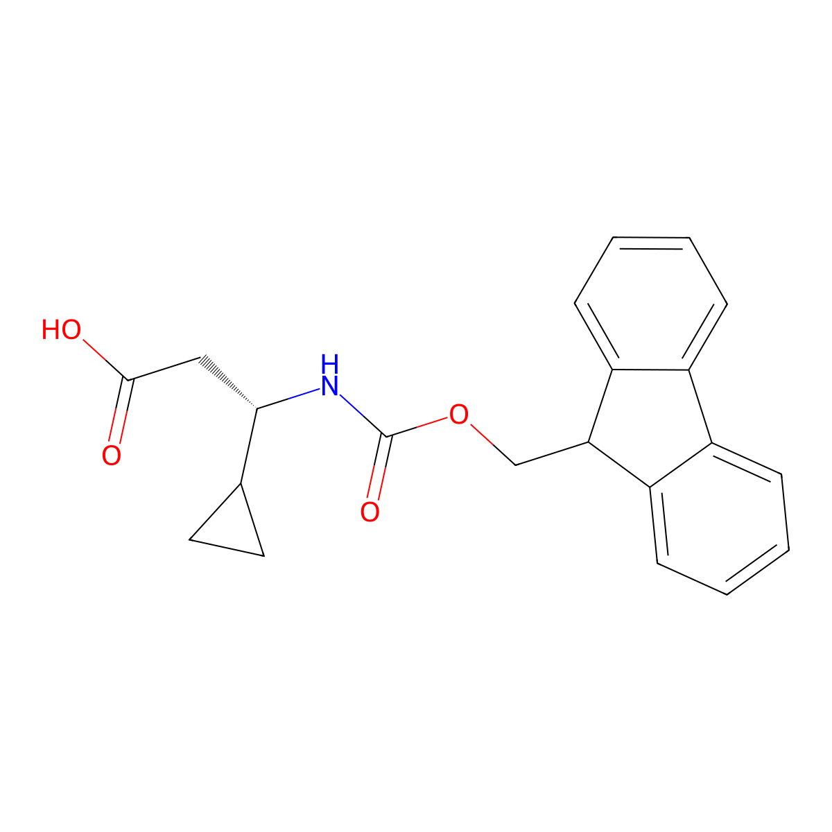 (S)-3-Cyclopropyl-3-(9H-fluoren-9-ylmethoxycarbonylamino)-propionic acid molecular structure, CAS 1260605-12-6