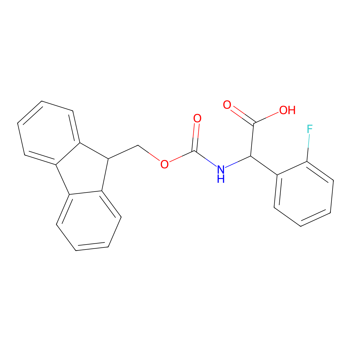(S)-2-((((9H-Fluoren-9-yl)methoxy)carbonyl)amino)-2-(2-fluorophenyl)acetic acid molecular structure, CAS 1260605-81-9