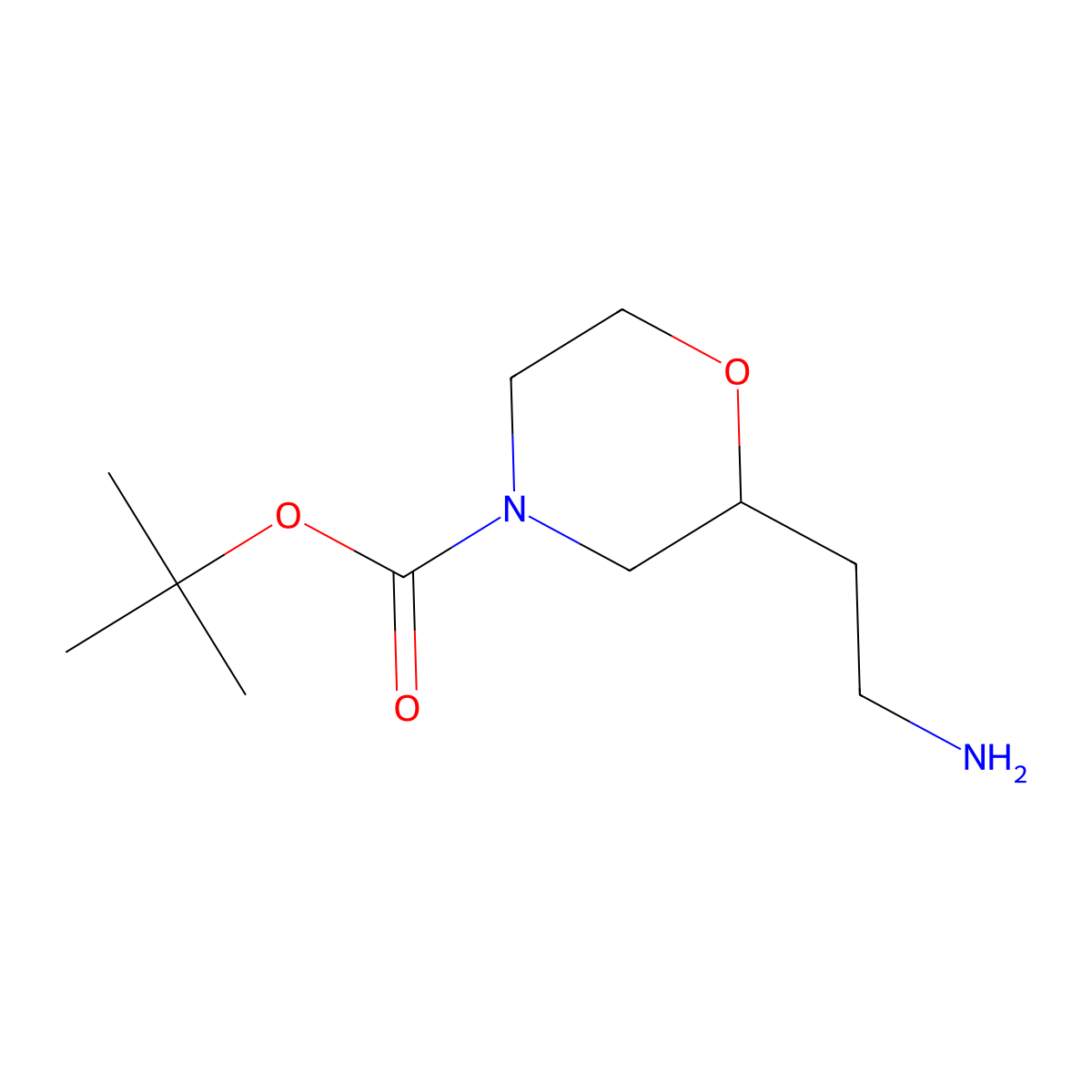 tert-Butyl (R)-2-(2-aminoethyl)morpholine-4-carboxylate molecular structure, CAS 1260606-70-9
