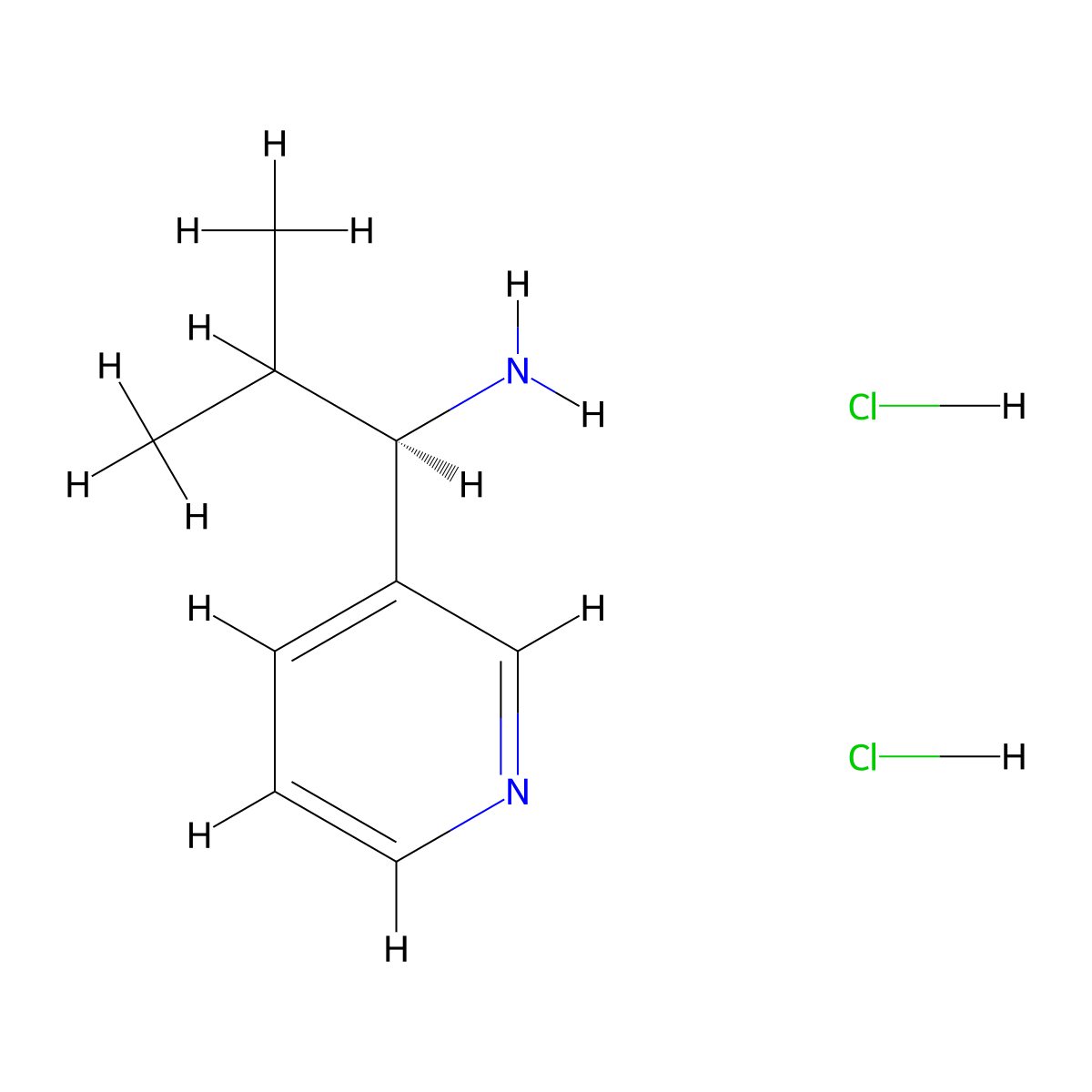 (1R)-2-methyl-1-(pyridin-3-yl)propan-1-amine dihydrochloride molecular structure, CAS 1260607-05-3