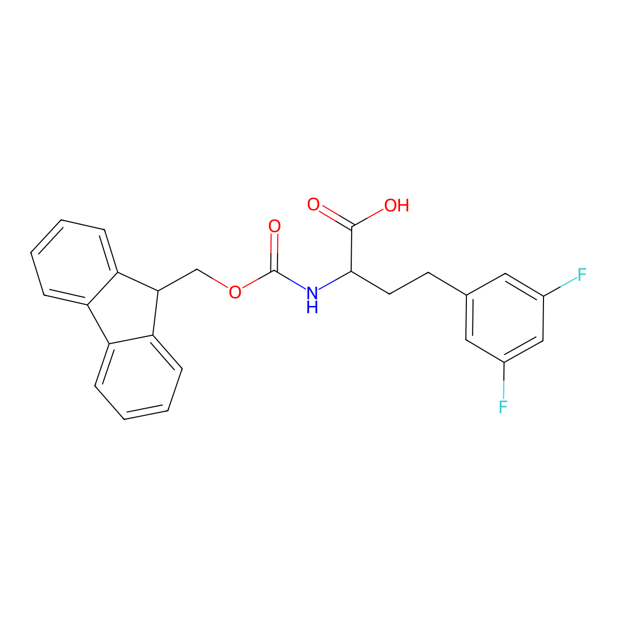 (R)-a-(Fmoc-amino)-3,5-difluorobenzenebutanoic acid molecular structure, CAS 1260609-57-1