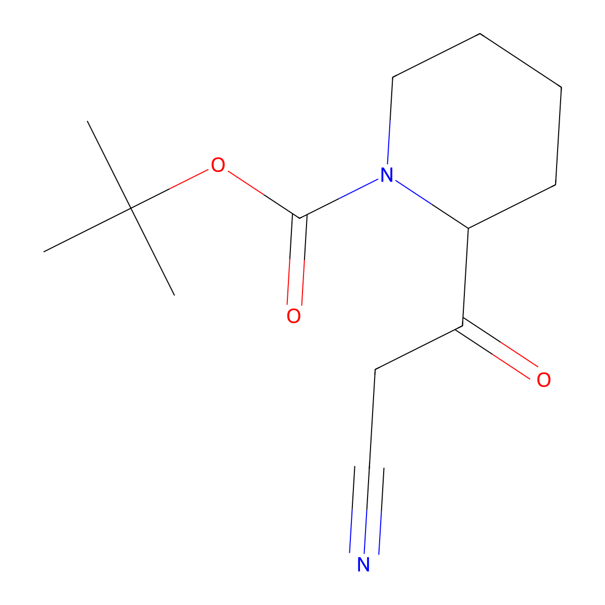 (R)-Tert-butyl 2-(2-cyanoacetyl)piperidine-1-carboxylate molecular structure, CAS 1260609-63-9