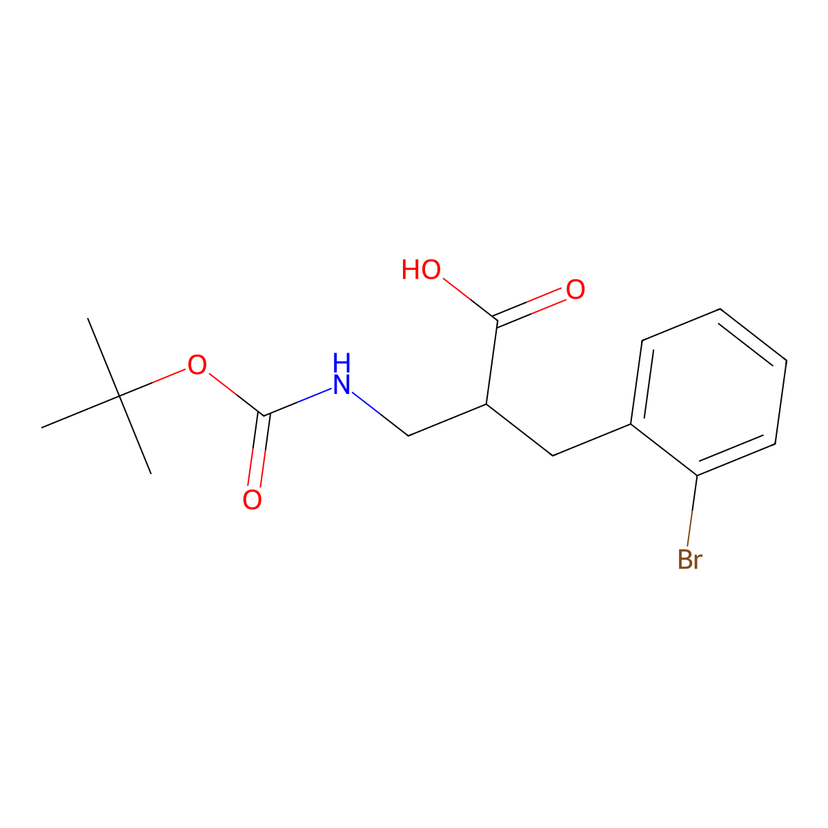 (R)-2-(2-Bromobenzyl)-3-((tert-butoxycarbonyl)amino)propanoic acid molecular structure, CAS 1260611-28-6