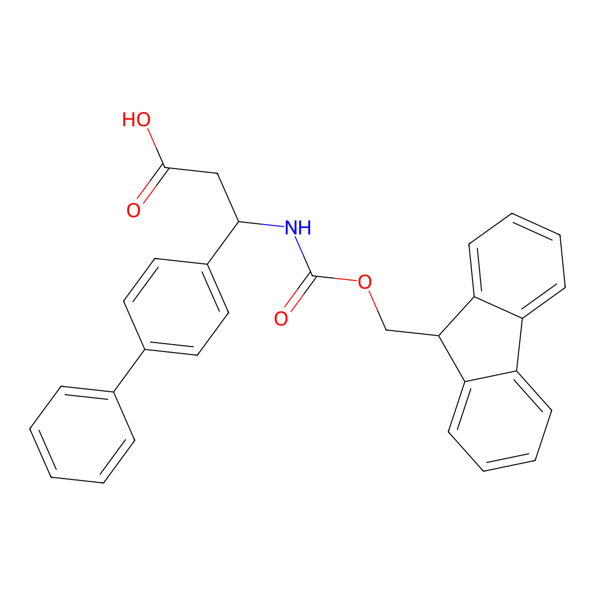 (S)-3-Biphenyl-4-YL-3-(9H-fluoren-9-ylmethoxycarbonylamino)-propionic aci+ molecular structure, CAS 1260613-67-9
