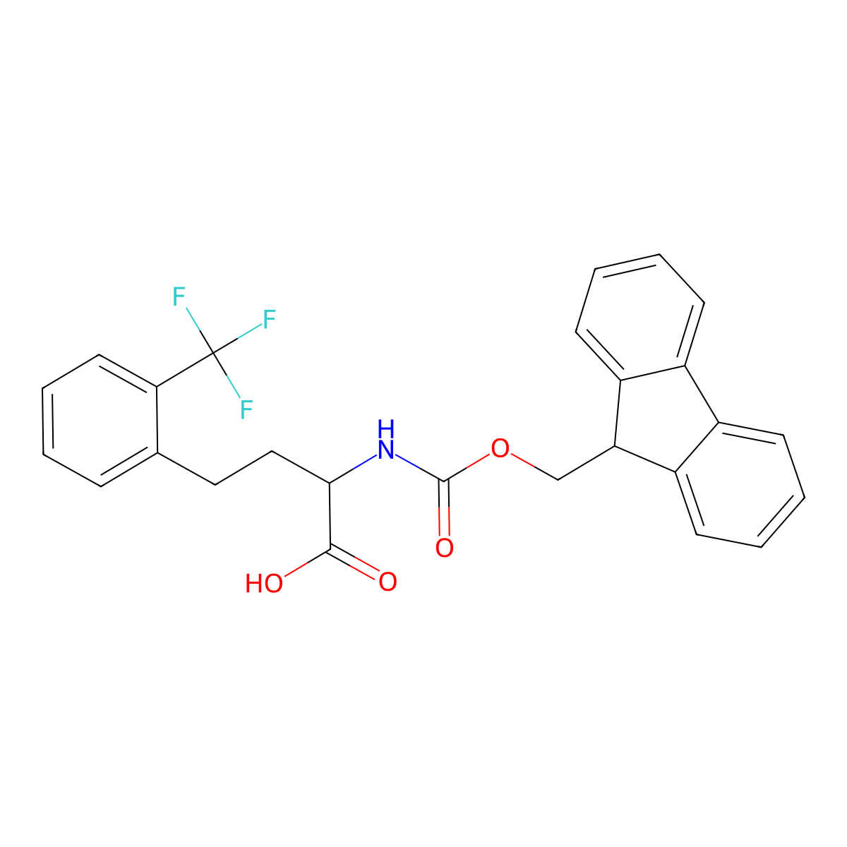Fmoc-2-trifluoromethyl-D-homophenylalanine molecular structure, CAS 1260614-05-8