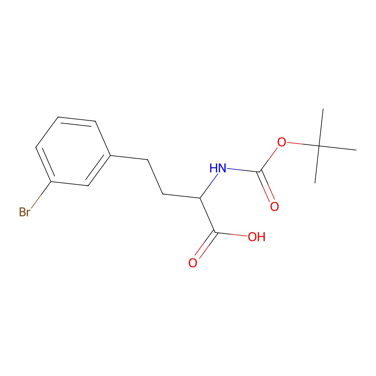 (S)-4-(3-Bromophenyl)-2-((tert-butoxycarbonyl)amino)butanoic acid molecular structure, CAS 1260614-40-1