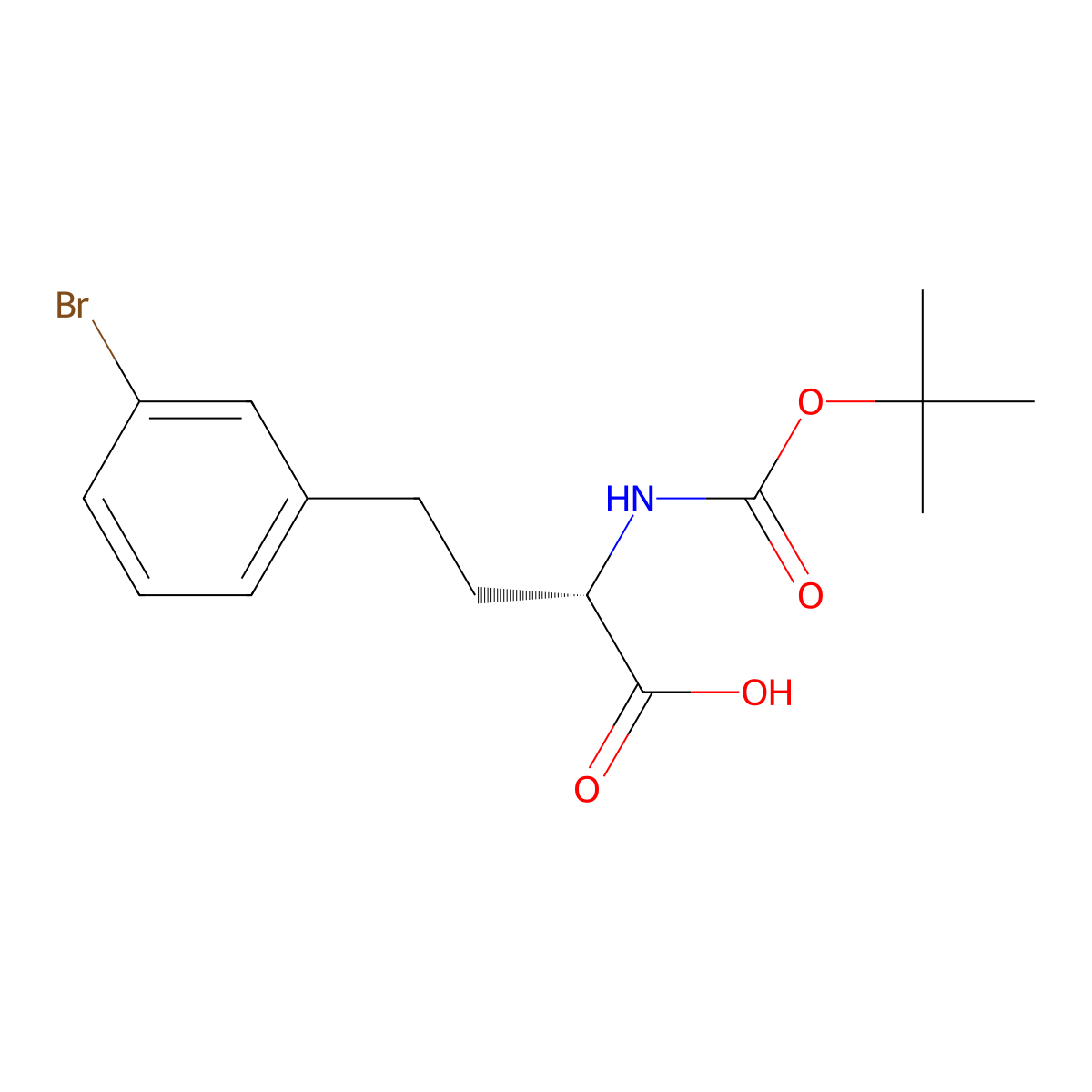 (S)-4-(3-Bromophenyl)-2-((tert-butoxycarbonyl)amino)butanoic acid molecular structure, CAS 1260614-40-1