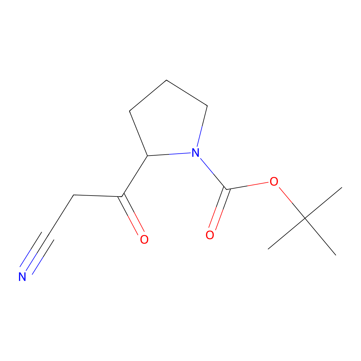 (R)-Tert-butyl 2-(2-cyanoacetyl)pyrrolidine-1-carboxylate molecular structure, CAS 1260614-71-8