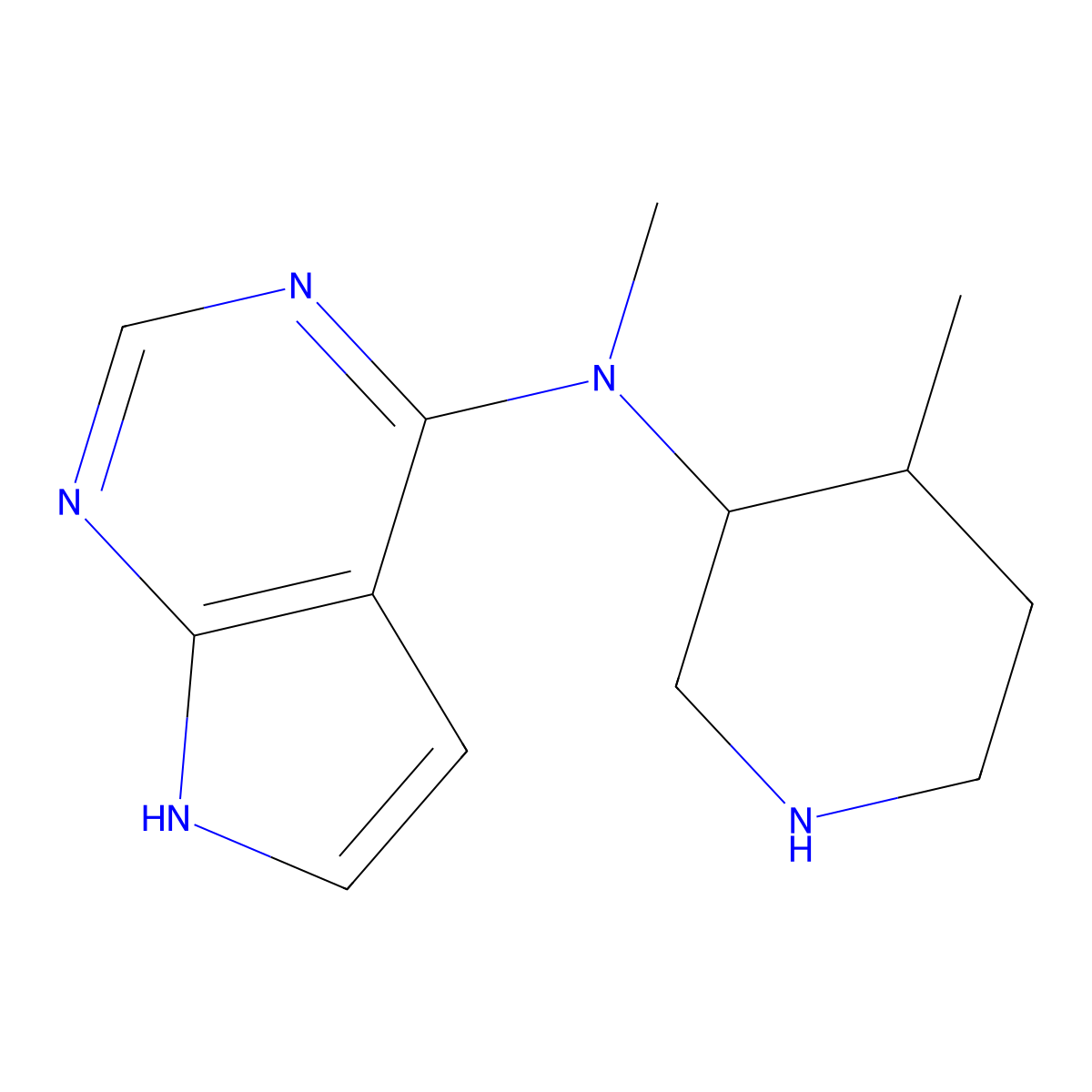 N-methyl-N-((3S,4S)-4-methylpiperidin-3-yl)-7H-pyrrolo[2,3-d]pyrimidin-4-amine molecular structure, CAS 1260614-73-0