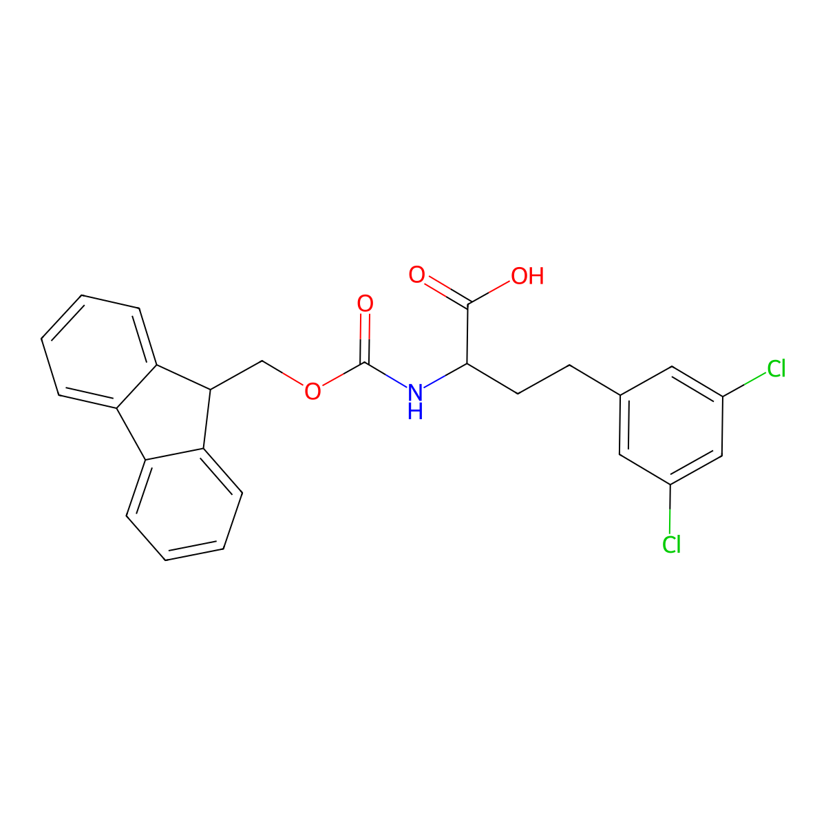 Fmoc-3,5-dichloro-D-homophenylalanine molecular structure, CAS 1260614-99-0