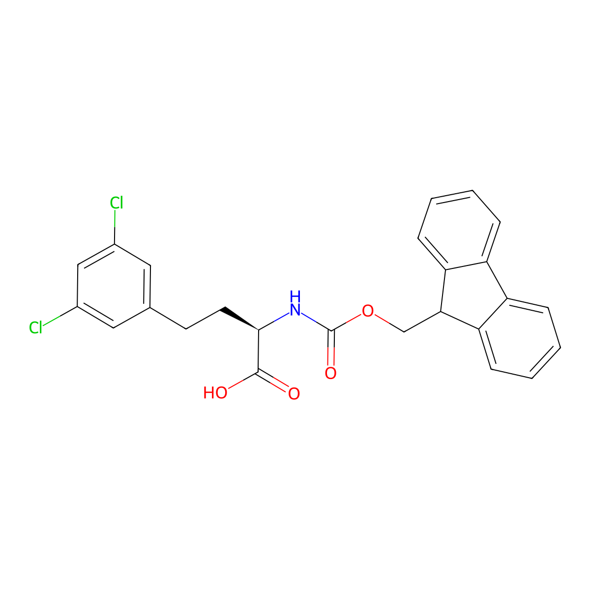Fmoc-3,5-dichloro-D-homophenylalanine molecular structure, CAS 1260614-99-0