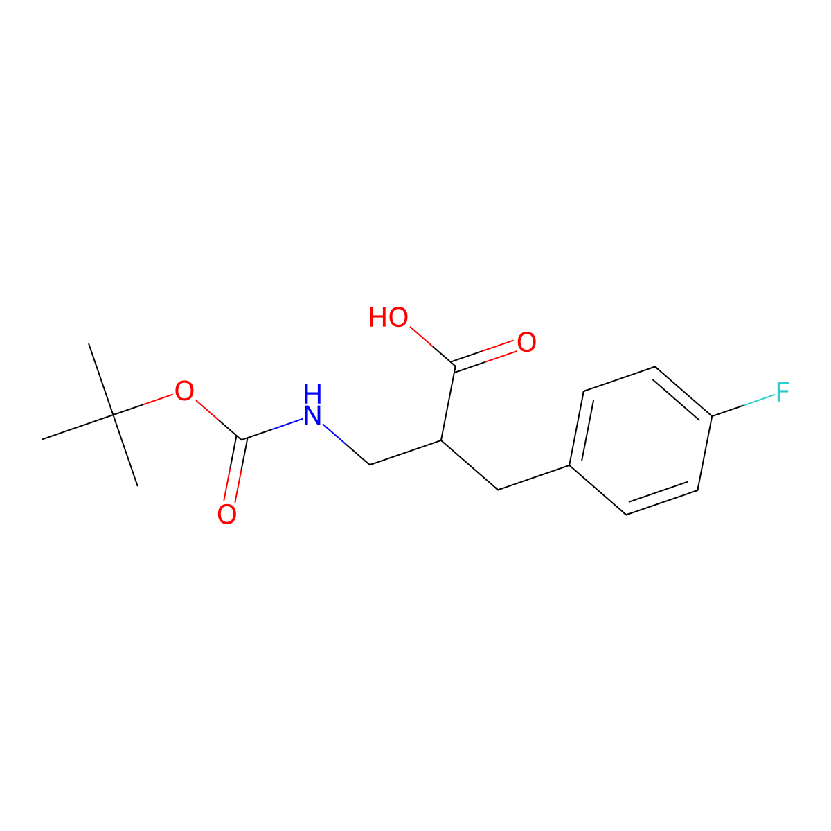 (R)-3-(Tert-butoxycarbonylamino)-2-(4-fluorobenzyl)propanoic acid molecular structure, CAS 1260615-25-5