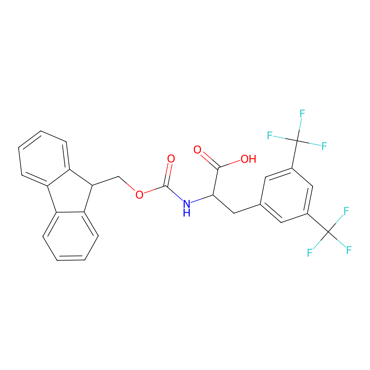 N-Fmoc-3,5-bis(trifluoromethyl)-L-phenylalanine molecular structure, CAS 1260615-32-4