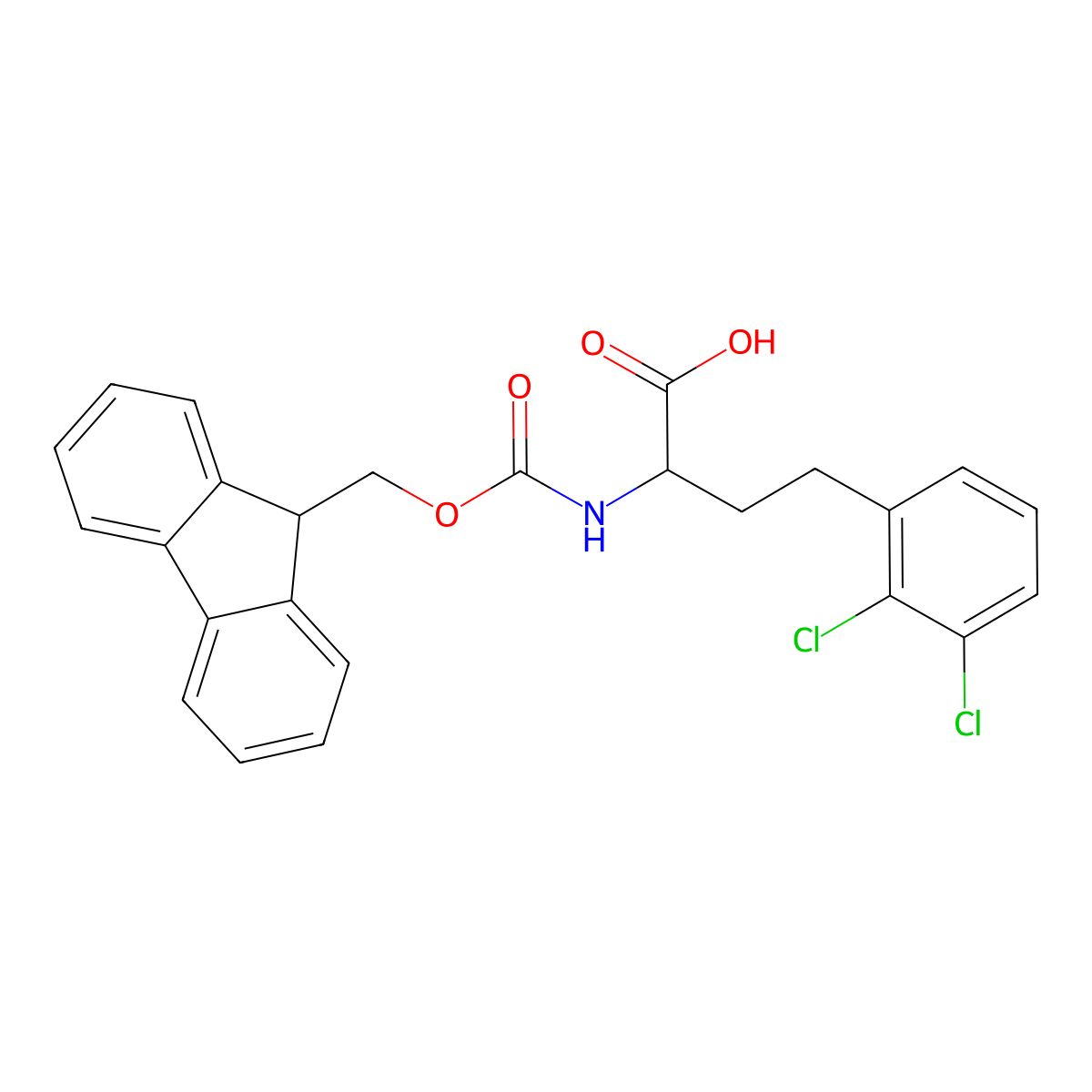 Fmoc-2,3-dichloro-D-homophenylalanine molecular structure, CAS 1260616-08-7