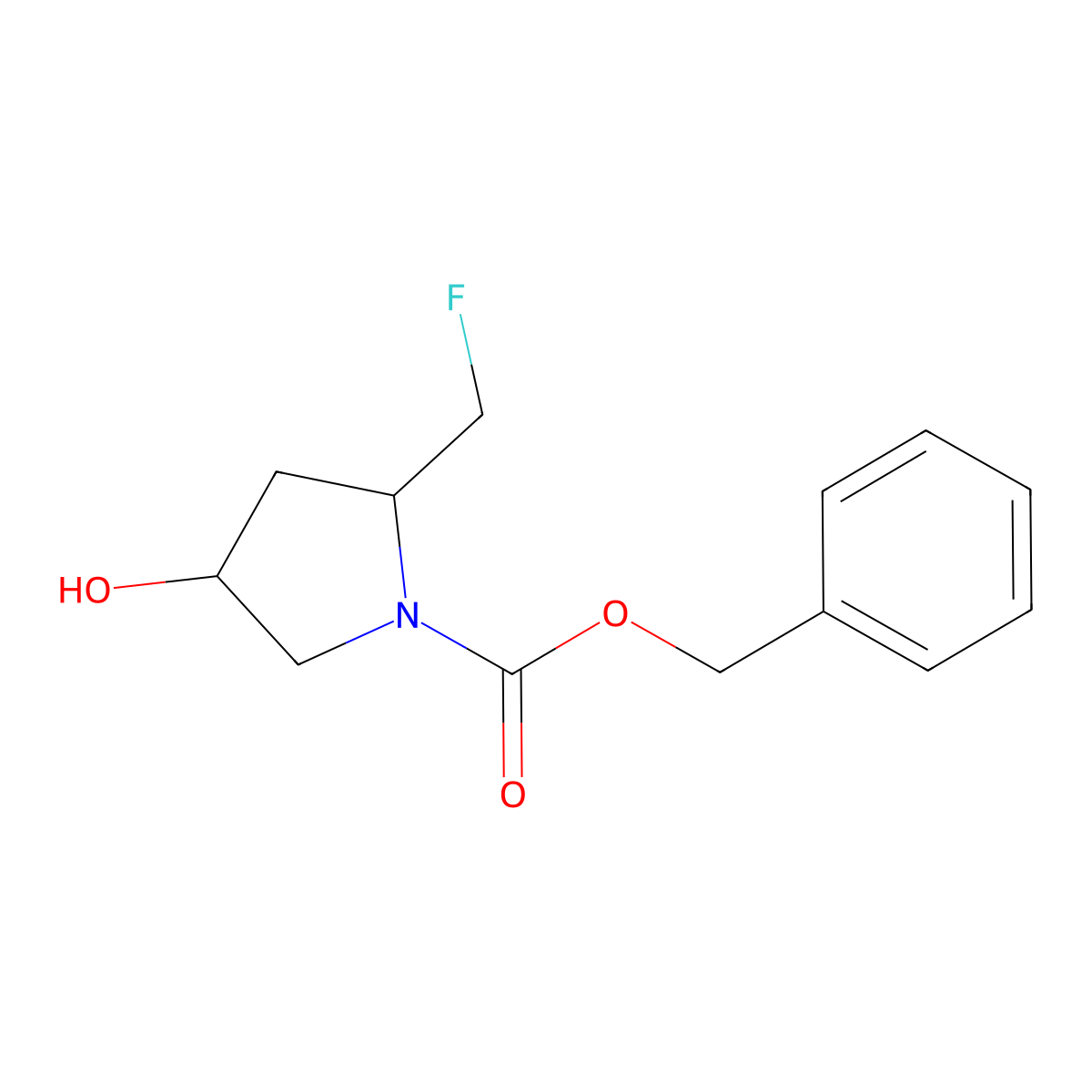 benzyl (2S,4R)-2-(fluoromethyl)-4-hydroxypyrrolidine-1-carboxylate molecular structure, CAS 1260616-54-3