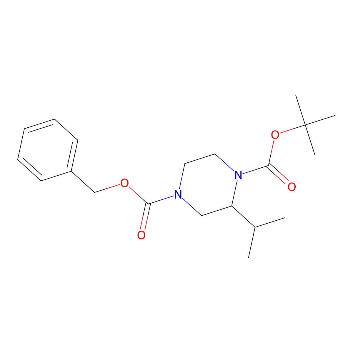 (R)-4-Benzyl 1-tert-butyl 2-isopropylpiperazine-1,4-dicarboxylate molecular structure, CAS 1260617-38-6