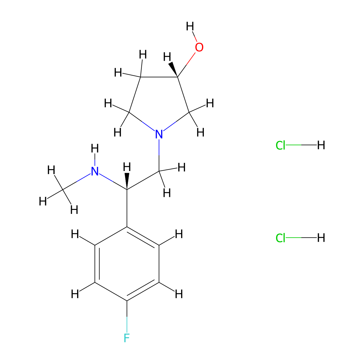 (S)-1-((S)-2-(4-Fluorophenyl)-2-(methylamino)ethyl)pyrrolidin-3-OL dihydrochloride molecular structure, CAS 1260617-85-3