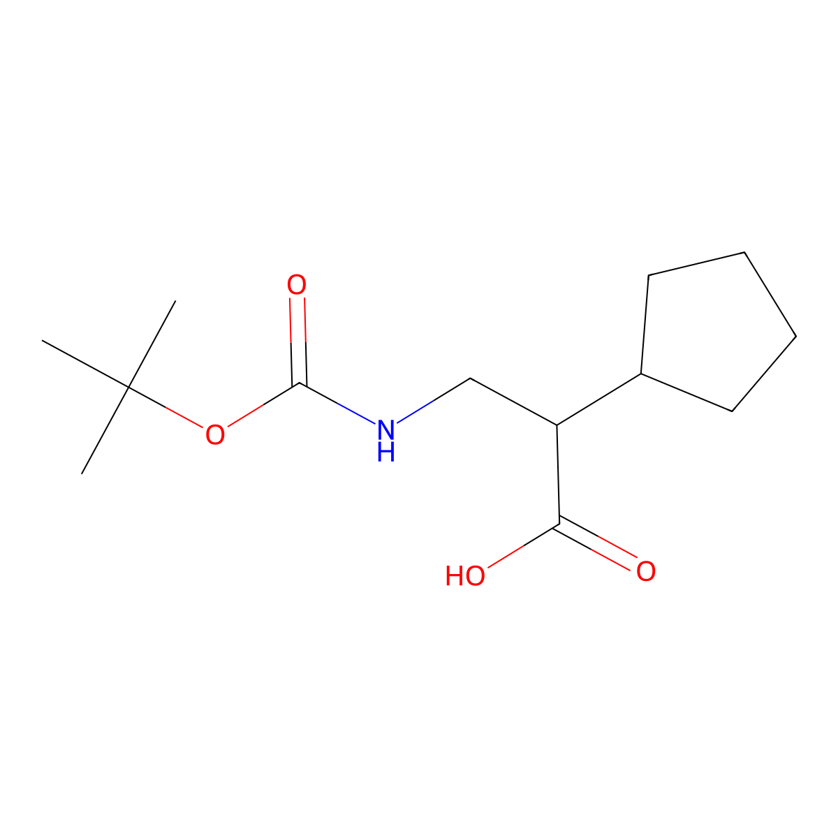 3-(tert-Butoxycarbonylamino)-2-cyclopentylpropanoic acid molecular structure, CAS 1260617-87-5