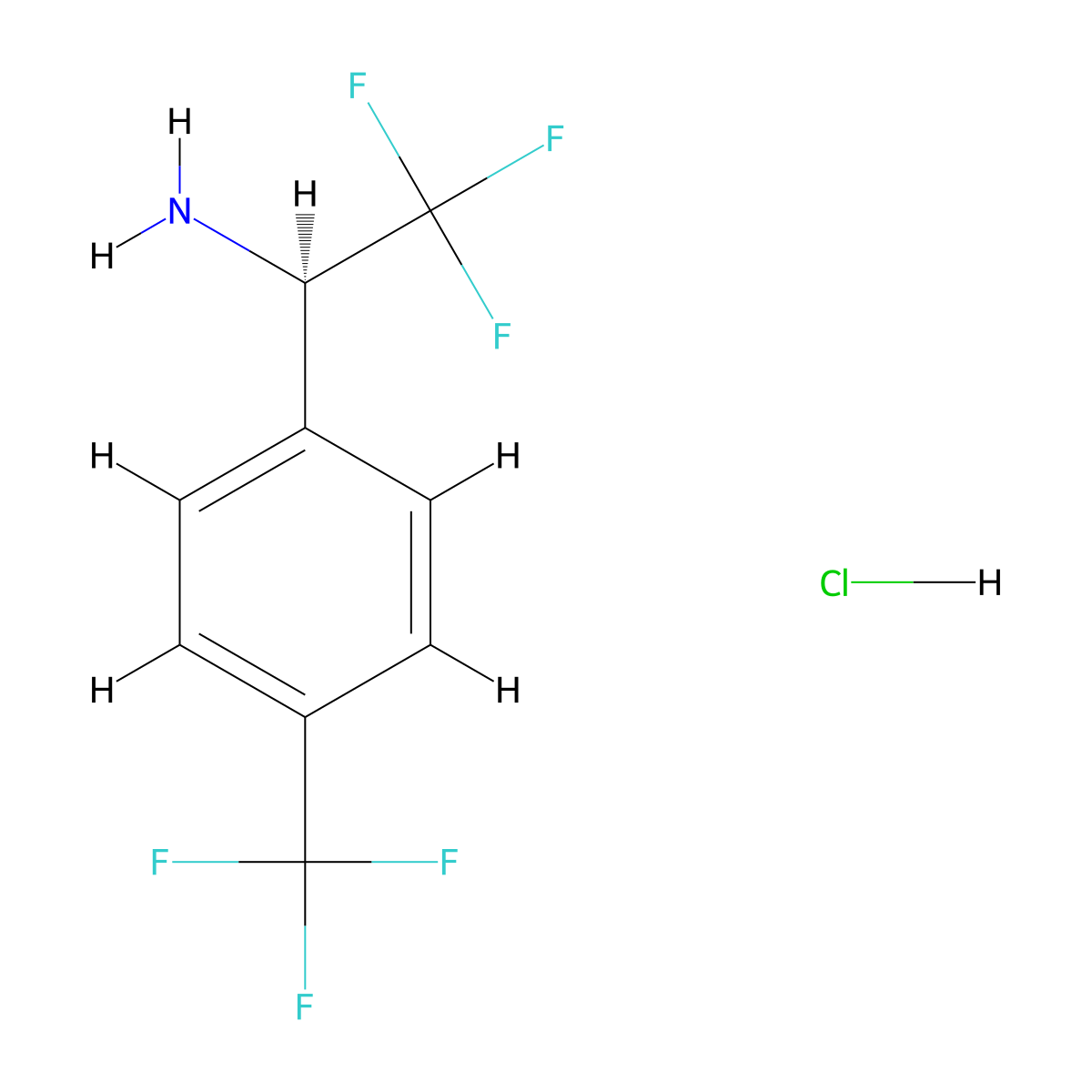 (R)-2,2,2-Trifluoro-1-(4-trifluoromethyl-phenyl)-ethylamine hydrochloride molecular structure, CAS 1260618-04-9