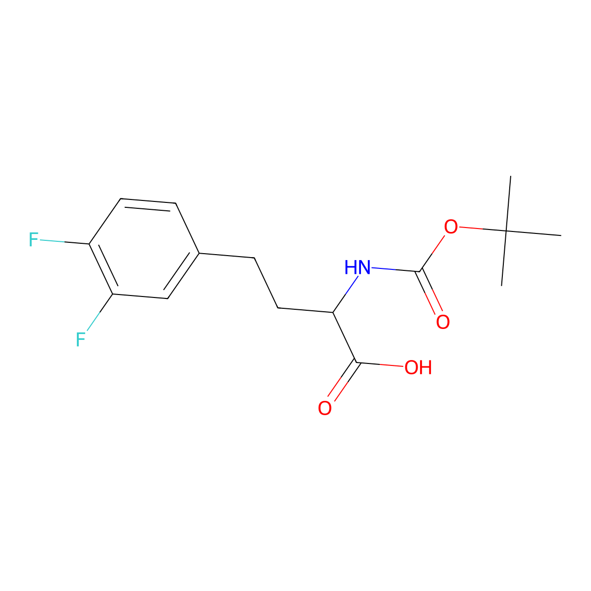 2-((Tert-butoxycarbonyl)amino)-4-(3,4-difluorophenyl)butanoic acid molecular structure, CAS 1260618-21-0