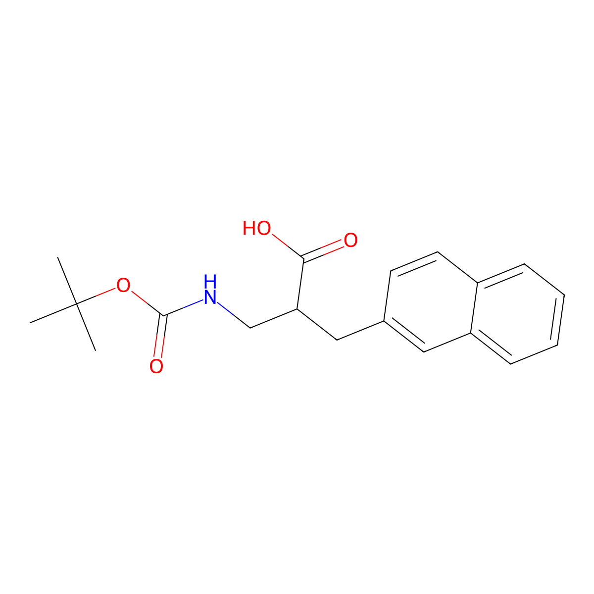 (S)-3-((tert-Butoxycarbonyl)amino)-2-(naphthalen-2-ylmethyl)propanoic acid molecular structure, CAS 1260618-67-4
