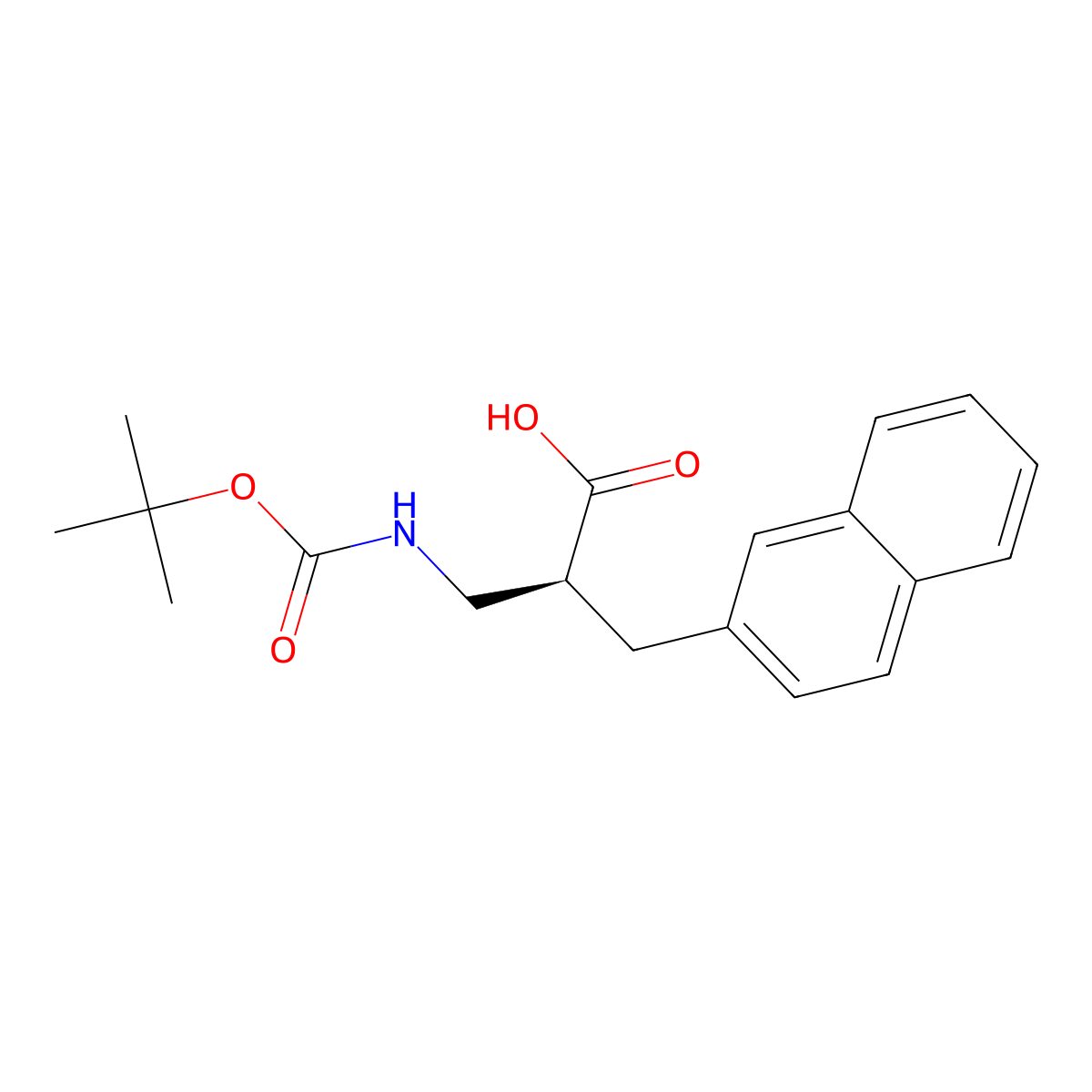 (S)-3-((tert-Butoxycarbonyl)amino)-2-(naphthalen-2-ylmethyl)propanoic acid molecular structure, CAS 1260618-67-4