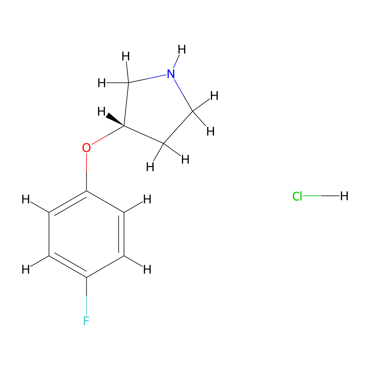 (3S)-3-(4-fluorophenoxy)pyrrolidine hydrochloride molecular structure, CAS 1260619-17-7