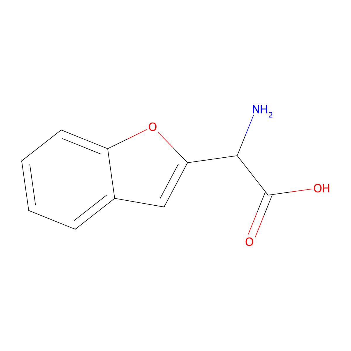 2-Amino-2-(1-benzofuran-2-yl)acetic acid molecular structure, CAS 1260619-54-2