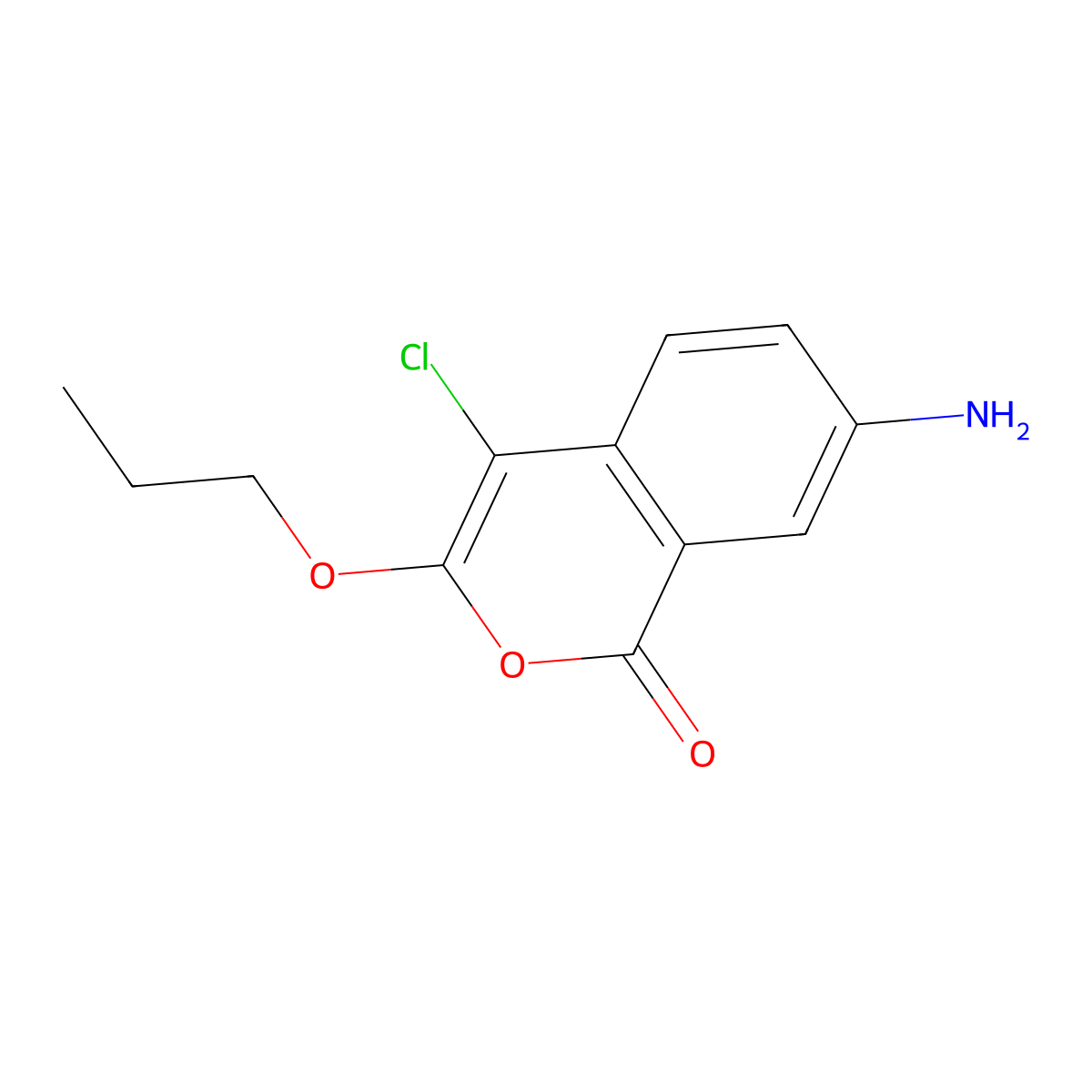 7-Amino-4-chloro-3-propoxy-1H-isochromen-1-one molecular structure, CAS 126062-19-9
