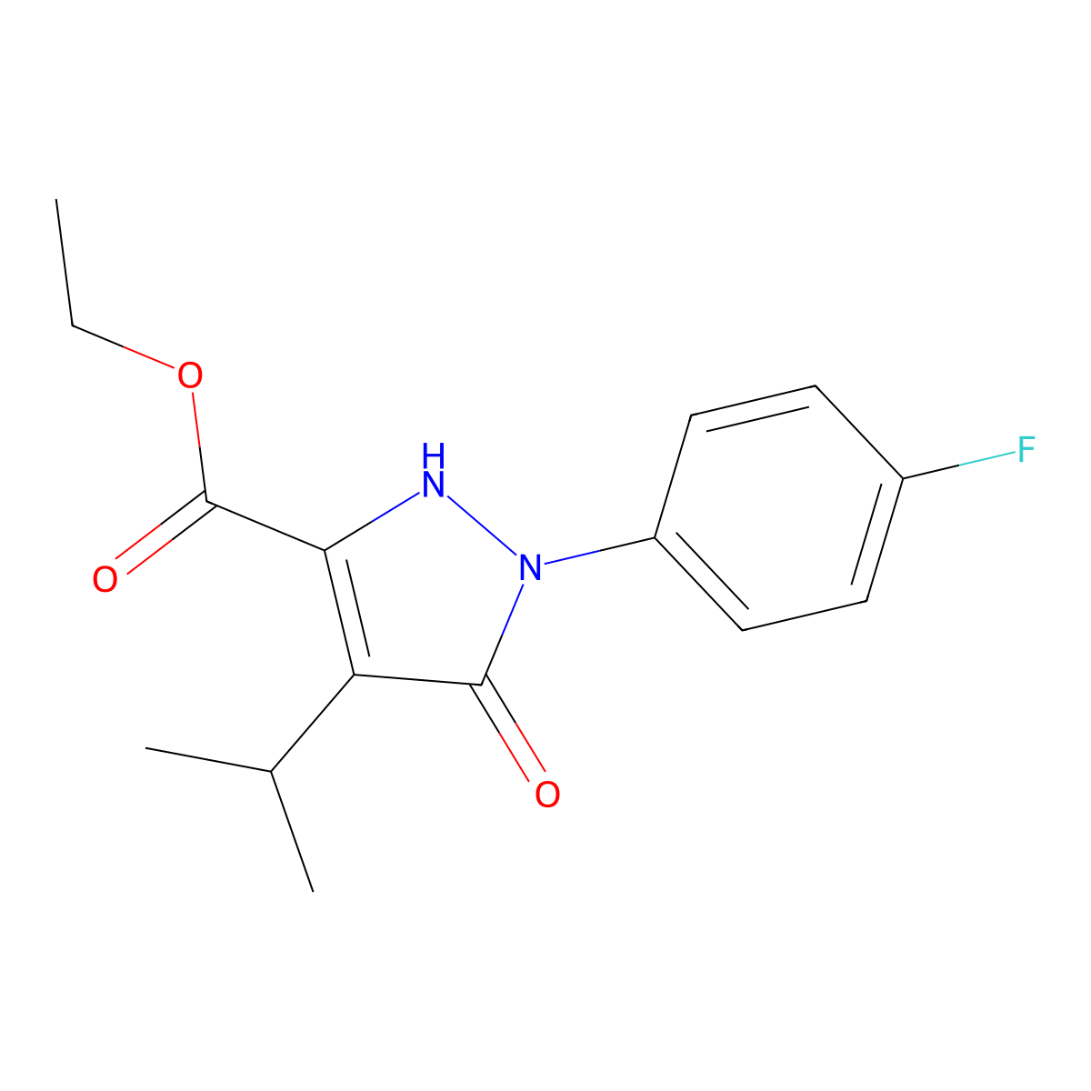 Ethyl 1-(4-fluorophenyl)-5-hydroxy-4-isopropyl-1H-pyrazole-3-carboxylate molecular structure, CAS 1260620-78-7