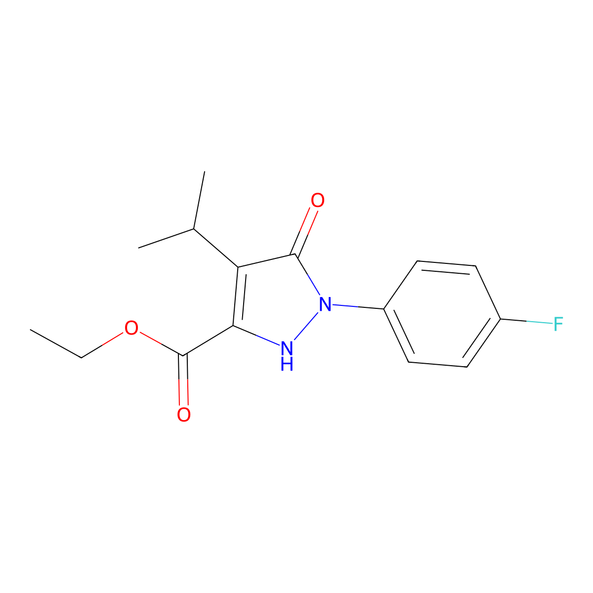 Ethyl 1-(4-fluorophenyl)-5-hydroxy-4-isopropyl-1H-pyrazole-3-carboxylate molecular structure, CAS 1260620-78-7
