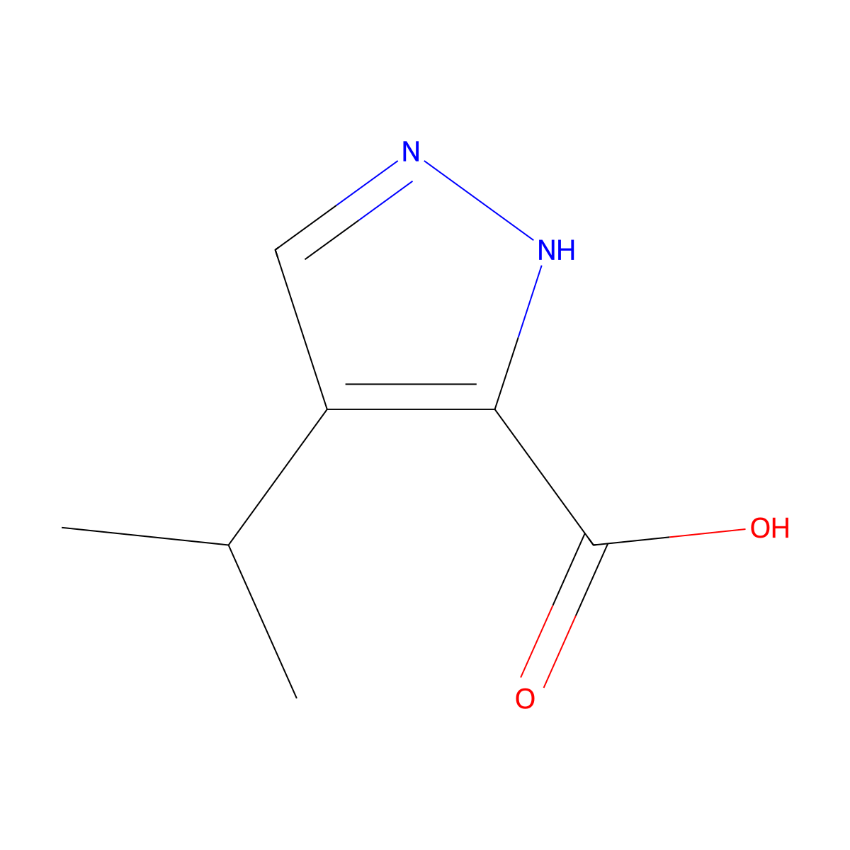 4-(propan-2-yl)-1H-pyrazole-3-carboxylic acid molecular structure, CAS 1260621-19-9