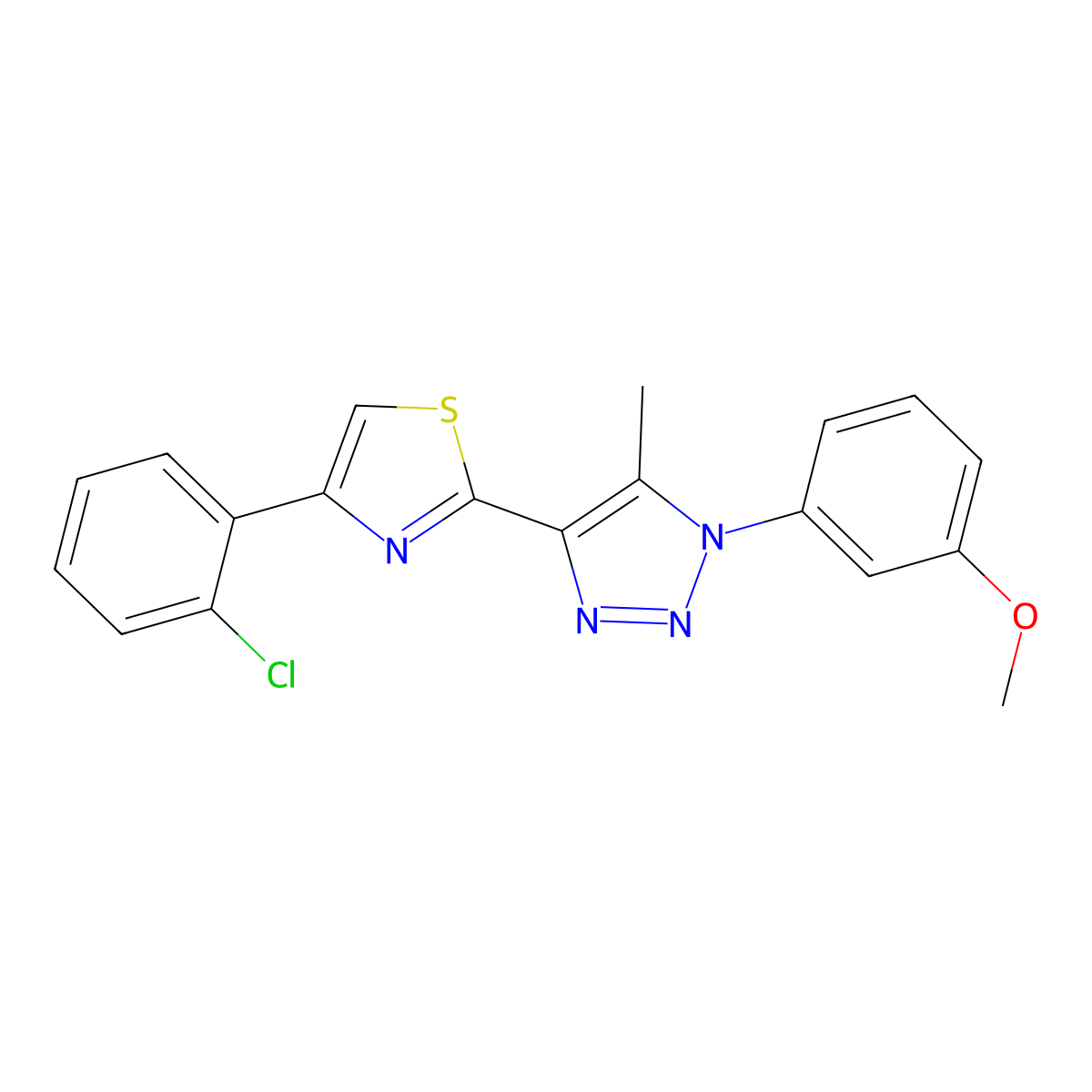 4-[4-(2-chlorophenyl)-1,3-thiazol-2-yl]-1-(3-methoxyphenyl)-5-methyl-1H-1,2,3-triazole molecular structure, CAS 1260621-72-4