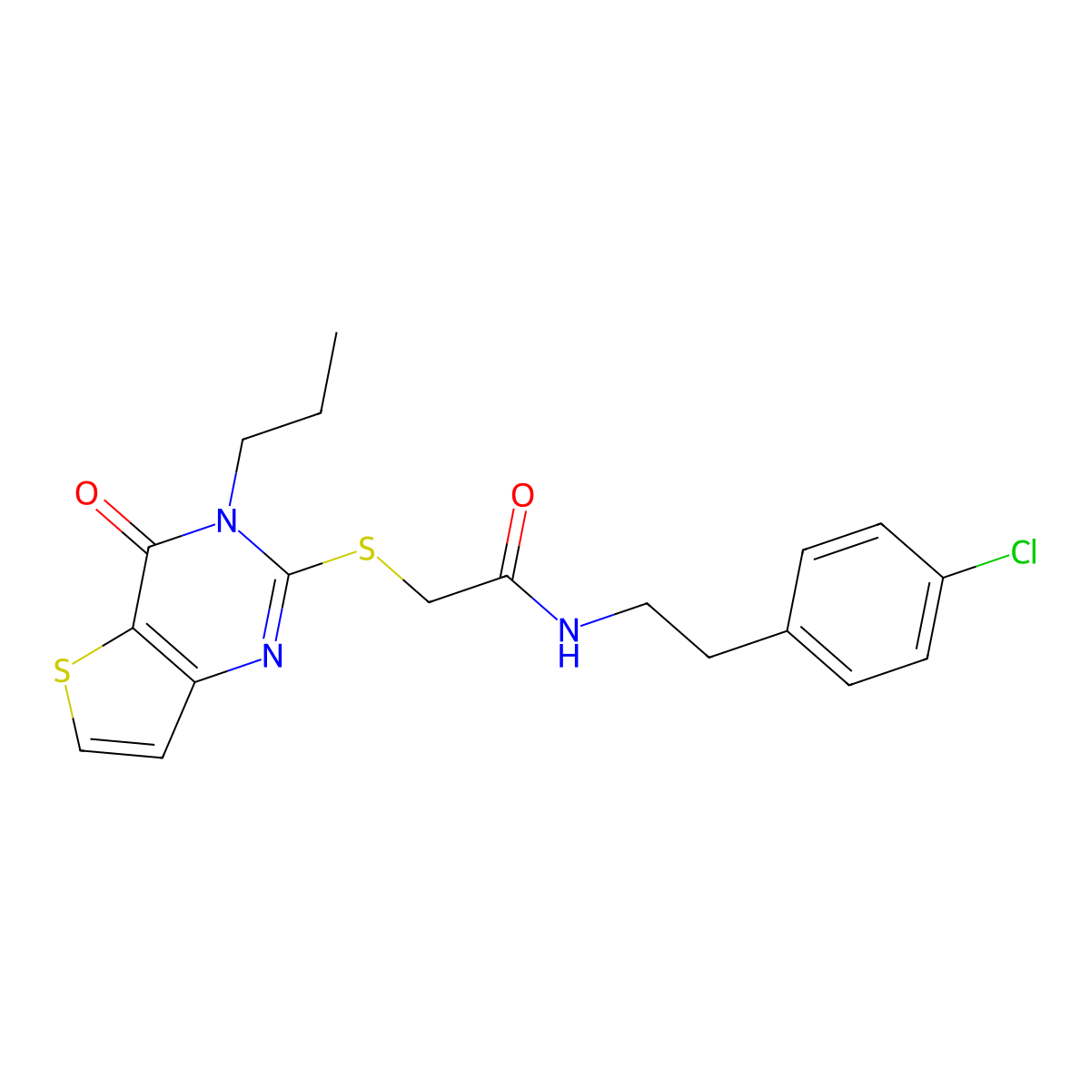N-[2-(4-chlorophenyl)ethyl]-2-[(4-oxo-3-propyl-3,4-dihydrothieno[3,2-d]pyrimidin-2-yl)sulfanyl]acetamide molecular structure, CAS 1260622-23-8
