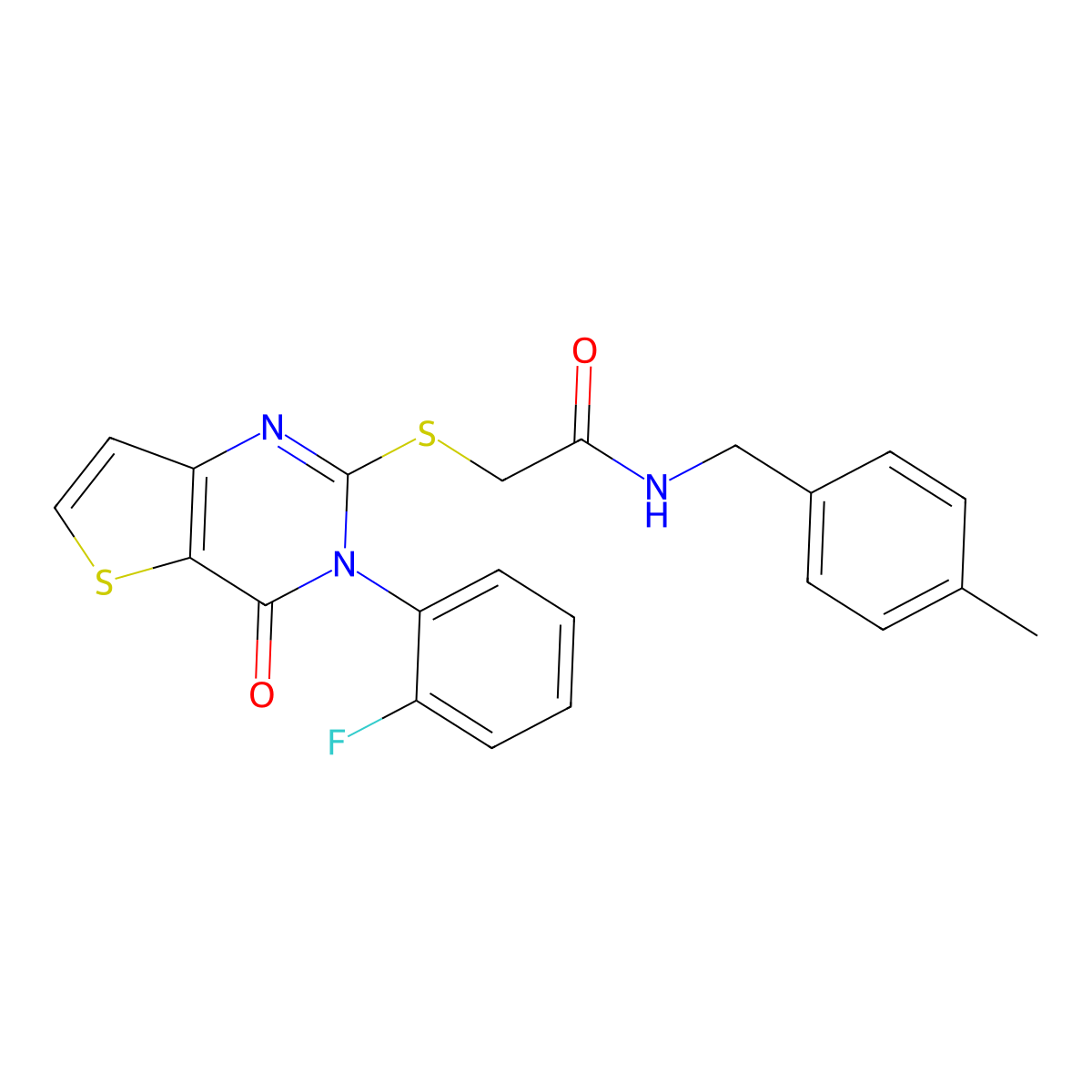 2-{[3-(2-fluorophenyl)-4-oxo-3,4-dihydrothieno[3,2-d]pyrimidin-2-yl]sulfanyl}-N-(4-methylbenzyl)acetamide molecular structure, CAS 1260622-46-5