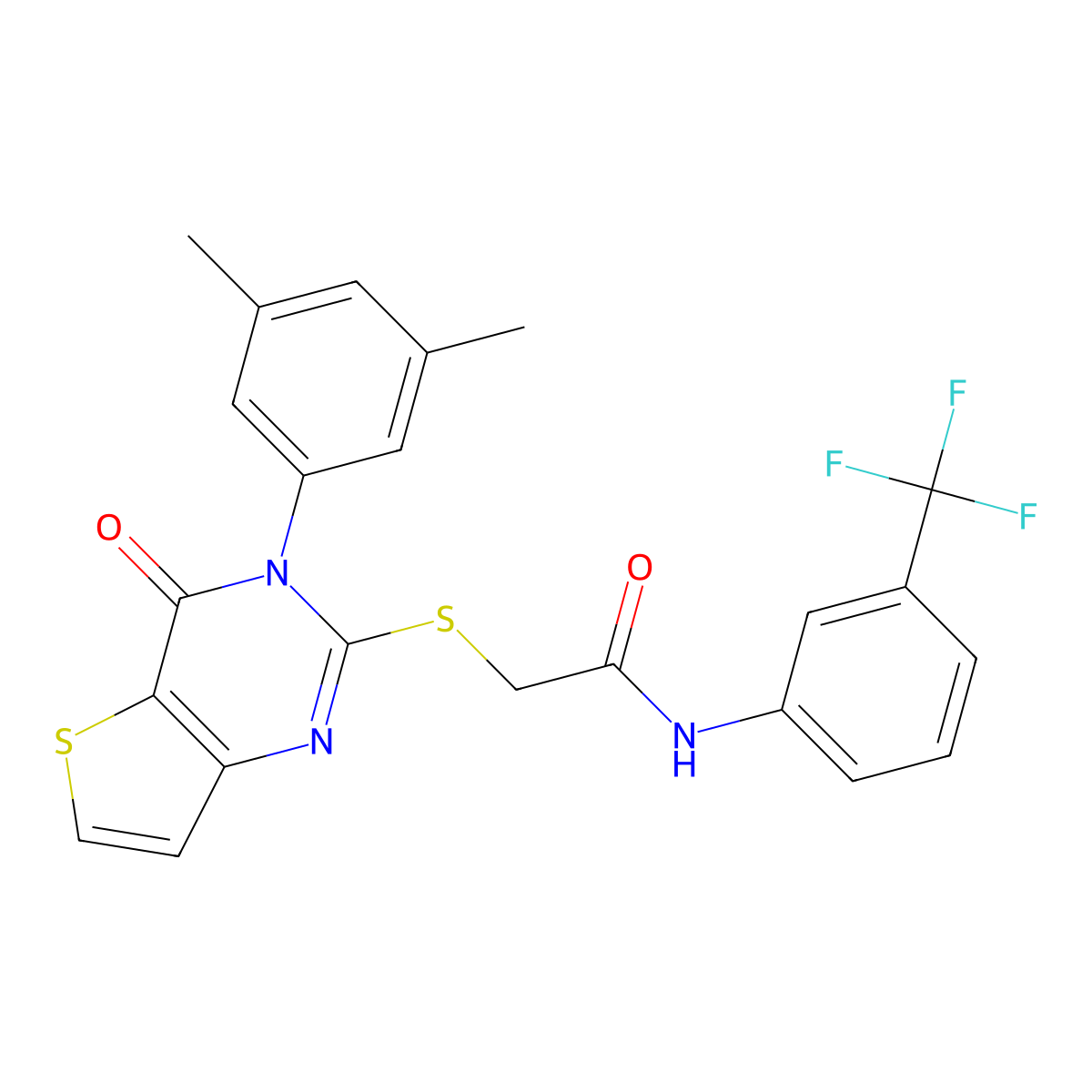 2-{[3-(3,5-dimethylphenyl)-4-oxo-3,4-dihydrothieno[3,2-d]pyrimidin-2-yl]sulfanyl}-N-[3-(trifluoromethyl)phenyl]acetamide molecular structure, CAS 1260622-51-2