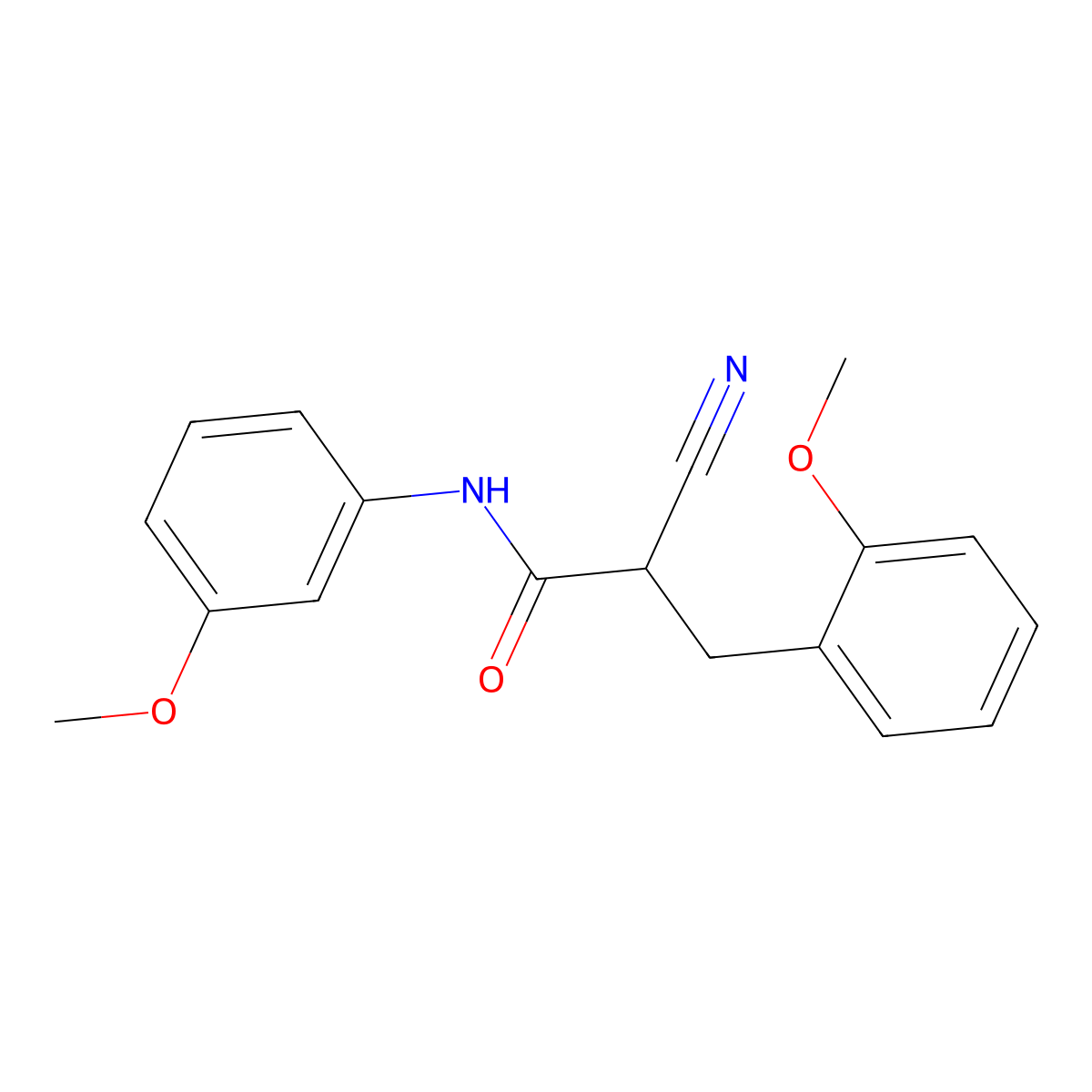 2-cyano-3-(2-methoxyphenyl)-N-(3-methoxyphenyl)propanamide molecular structure, CAS 1260622-55-6