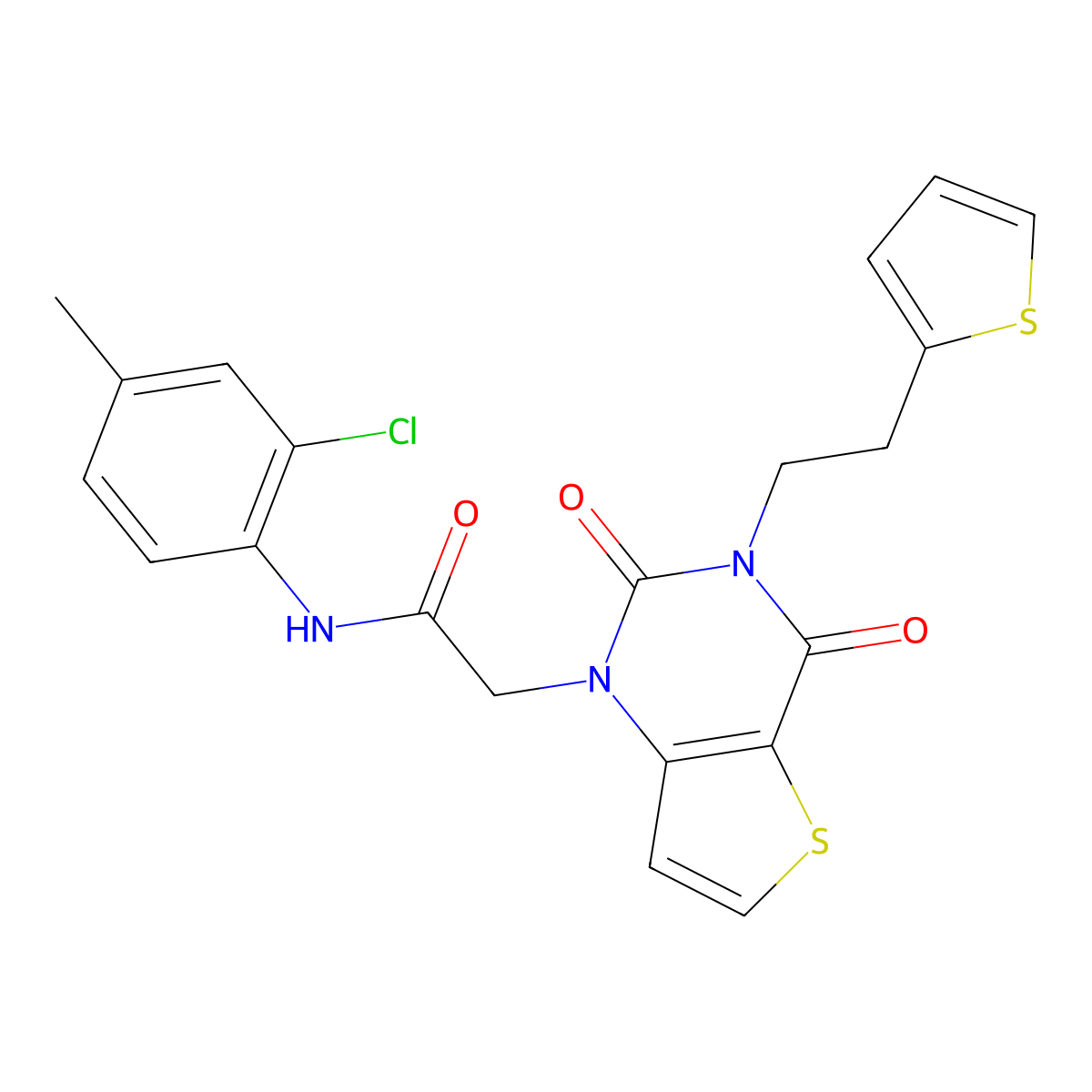 N-(2-chloro-4-methylphenyl)-2-{2,4-dioxo-3-[2-(thiophen-2-yl)ethyl]-3,4-dihydrothieno[3,2-d]pyrimidin-1(2H)-yl}acetamide molecular structure, CAS 1260623-23-1