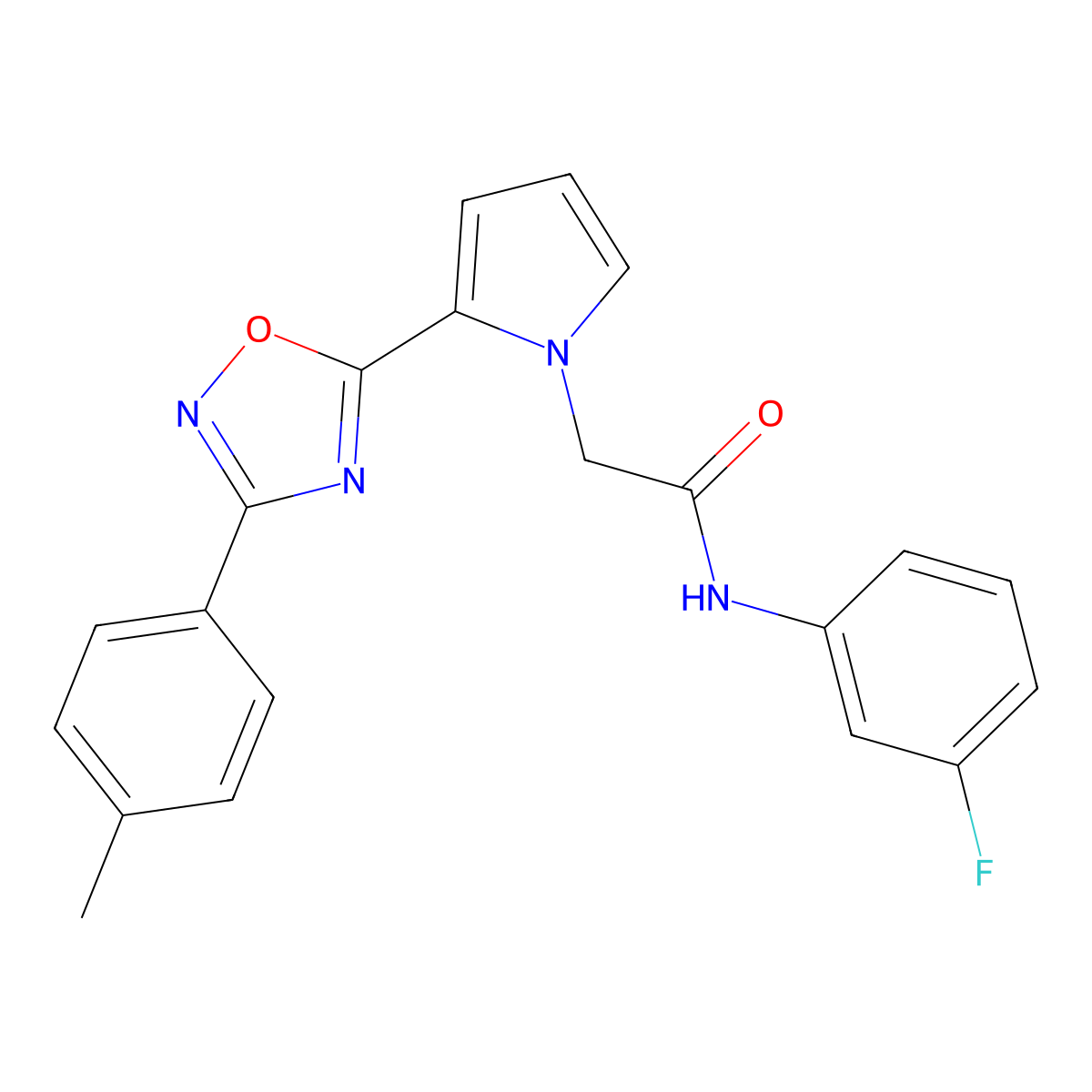 N-(3-fluorophenyl)-2-{2-[3-(4-methylphenyl)-1,2,4-oxadiazol-5-yl]-1H-pyrrol-1-yl}acetamide molecular structure, CAS 1260623-27-5