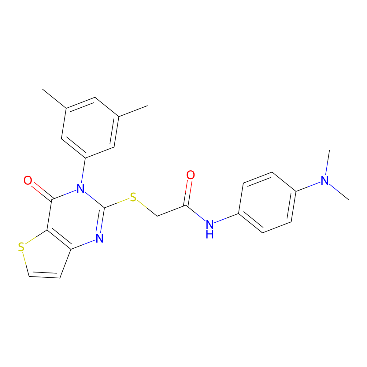 N-[4-(dimethylamino)phenyl]-2-{[3-(3,5-dimethylphenyl)-4-oxo-3,4-dihydrothieno[3,2-d]pyrimidin-2-yl]sulfanyl}acetamide molecular structure, CAS 1260623-58-2