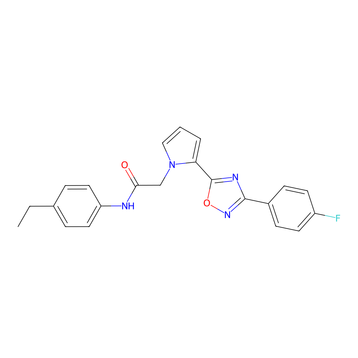 N-(4-ethylphenyl)-2-{2-[3-(4-fluorophenyl)-1,2,4-oxadiazol-5-yl]-1H-pyrrol-1-yl}acetamide molecular structure, CAS 1260624-16-5