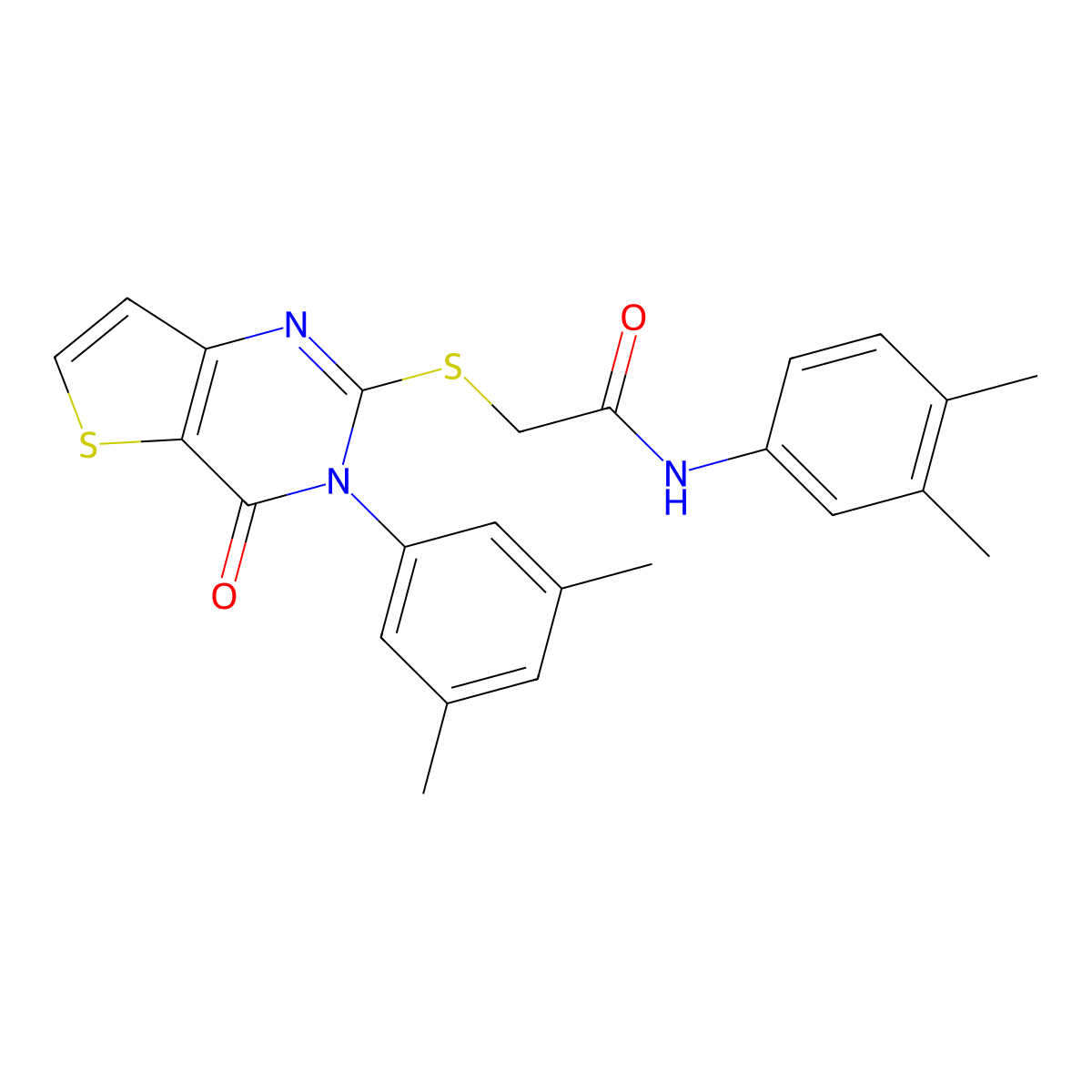 N-(3,4-dimethylphenyl)-2-{[3-(3,5-dimethylphenyl)-4-oxo-3,4-dihydrothieno[3,2-d]pyrimidin-2-yl]sulfanyl}acetamide molecular structure, CAS 1260625-41-9