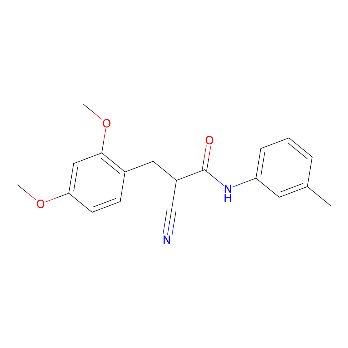 2-cyano-3-(2,4-dimethoxyphenyl)-N-(3-methylphenyl)propanamide molecular structure, CAS 1260625-49-7