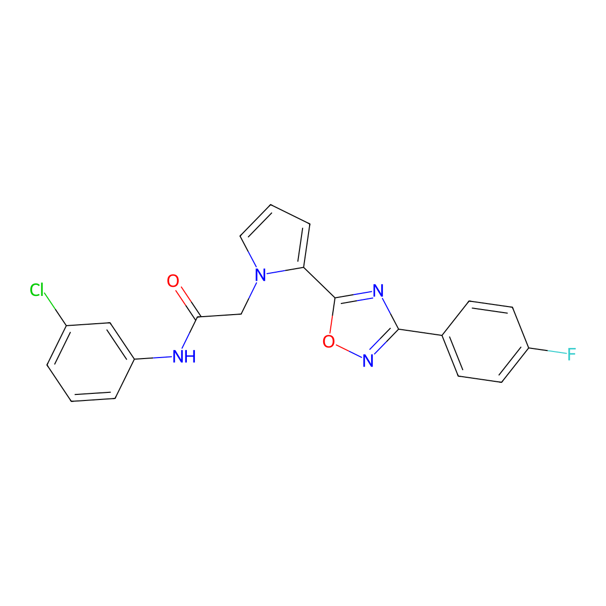 N-(3-chlorophenyl)-2-{2-[3-(4-fluorophenyl)-1,2,4-oxadiazol-5-yl]-1H-pyrrol-1-yl}acetamide molecular structure, CAS 1260627-86-8