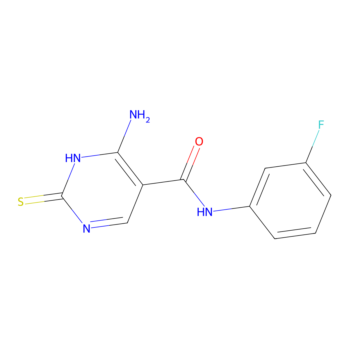 4-amino-N-(3-fluorophenyl)-2-mercaptopyrimidine-5-carboxamide molecular structure, CAS 1260628-09-8